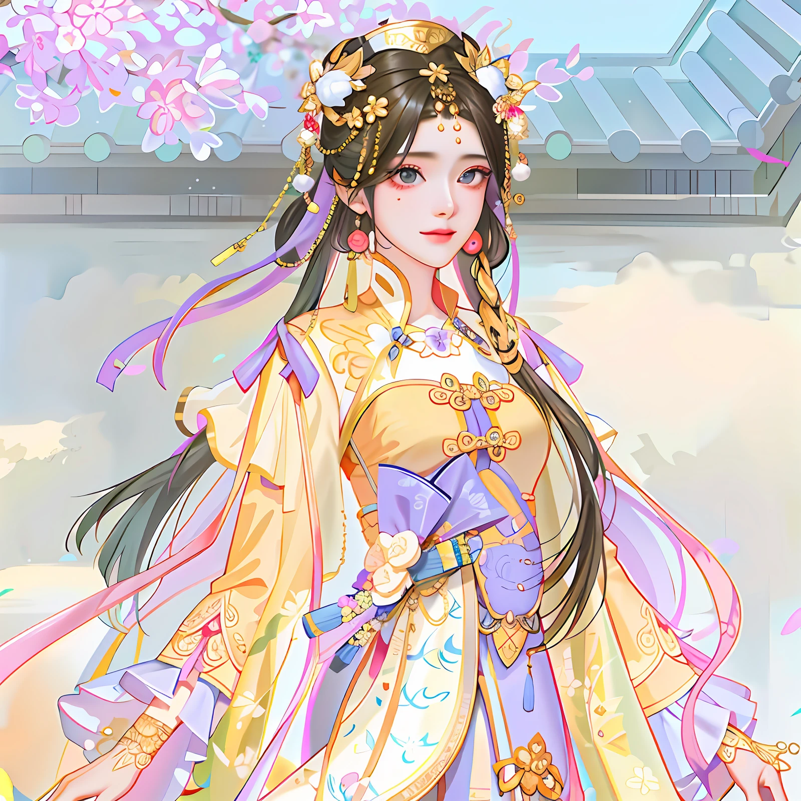 oriental girl,Works of masters,Best picture quality,Higher quality,high detal, 超高分辨率, 8K分辨率, depth of fields, cinematic photogtaphy, intricately details, carefully, meticuloso, glorious, max detail, extreme beautiful, (((1girll, 独奏))), 18yr old, long whitr hair, brunette color hair, white skinned, A picture, tmasterpiece, (Best picture quality), Higher quality, high detal, 超高分辨率, in a panoramic view, Exquisite facial features, s the perfect face