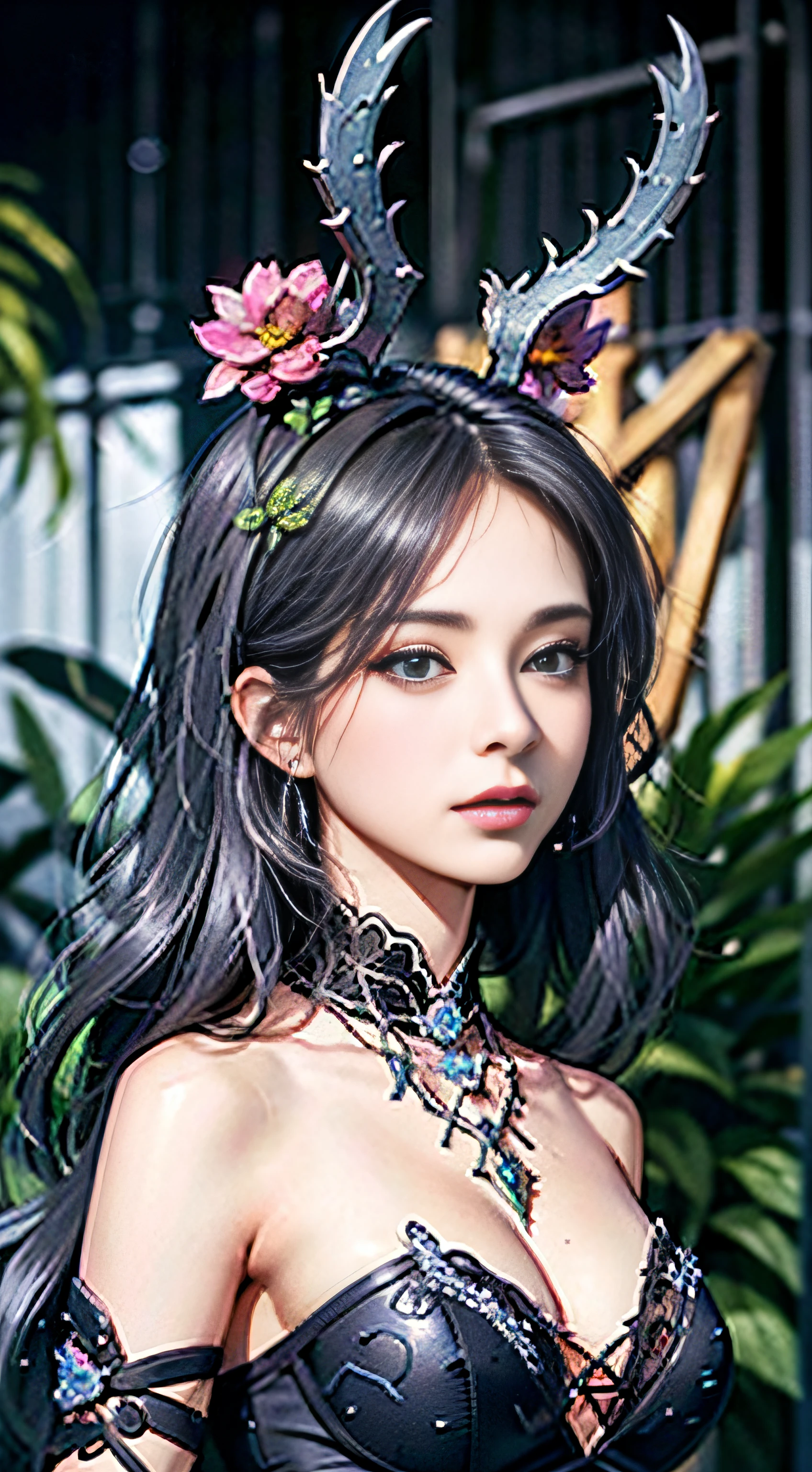 official art, unity 8k wallpaper, ultra detailed, beautiful and aesthetic, masterpiece, best quality, (zentangle, mandala, tangle, entangle), (fractal art:1.3) , 1girl, extremely detailed, dynamic angle, the most beautiful form of chaos, elegant, a brutalist designed, vivid colours, romanticism, by james jean, ross tran, francis bacon, michal mraz, adrian ghenie, petra cortright, gerhard richter, takato yamamoto, ashley wood, atmospheric, ecstasy of musical notes, streaming musical notes visible, flower effect , flower background , (water rainbows splash) , (ear wolf)