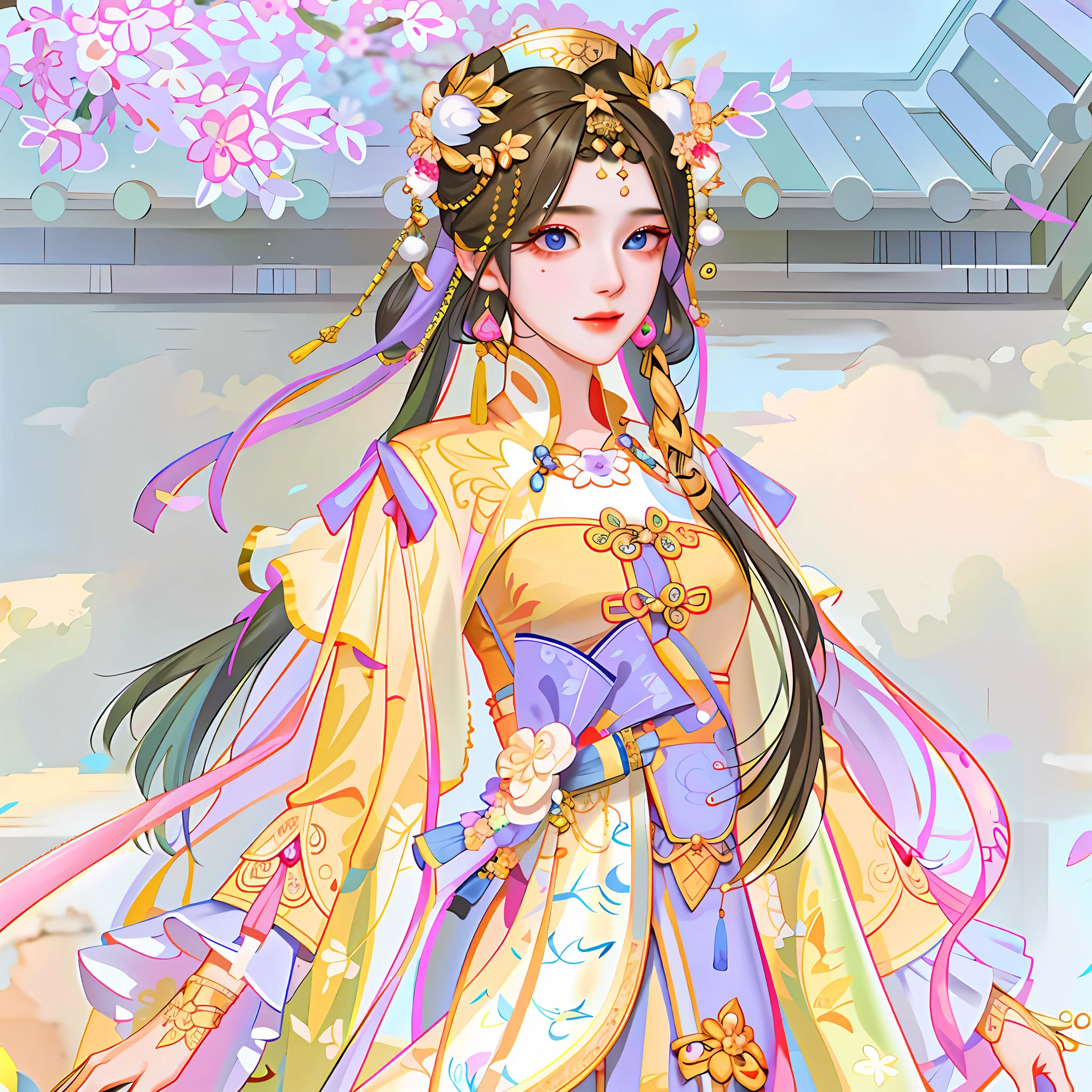 oriental girl,Works of masters,Best picture quality,Higher quality,high detal, 超高分辨率, 8K分辨率, depth of fields, cinematic photogtaphy, intricately details, carefully, meticuloso, glorious, max detail, extreme beautiful, (((1girll, 独奏))), 18yr old, long whitr hair, brunette color hair, white skinned, A picture, tmasterpiece, (Best picture quality), Higher quality, high detal, 超高分辨率, in a panoramic view, Exquisite facial features, s the perfect face