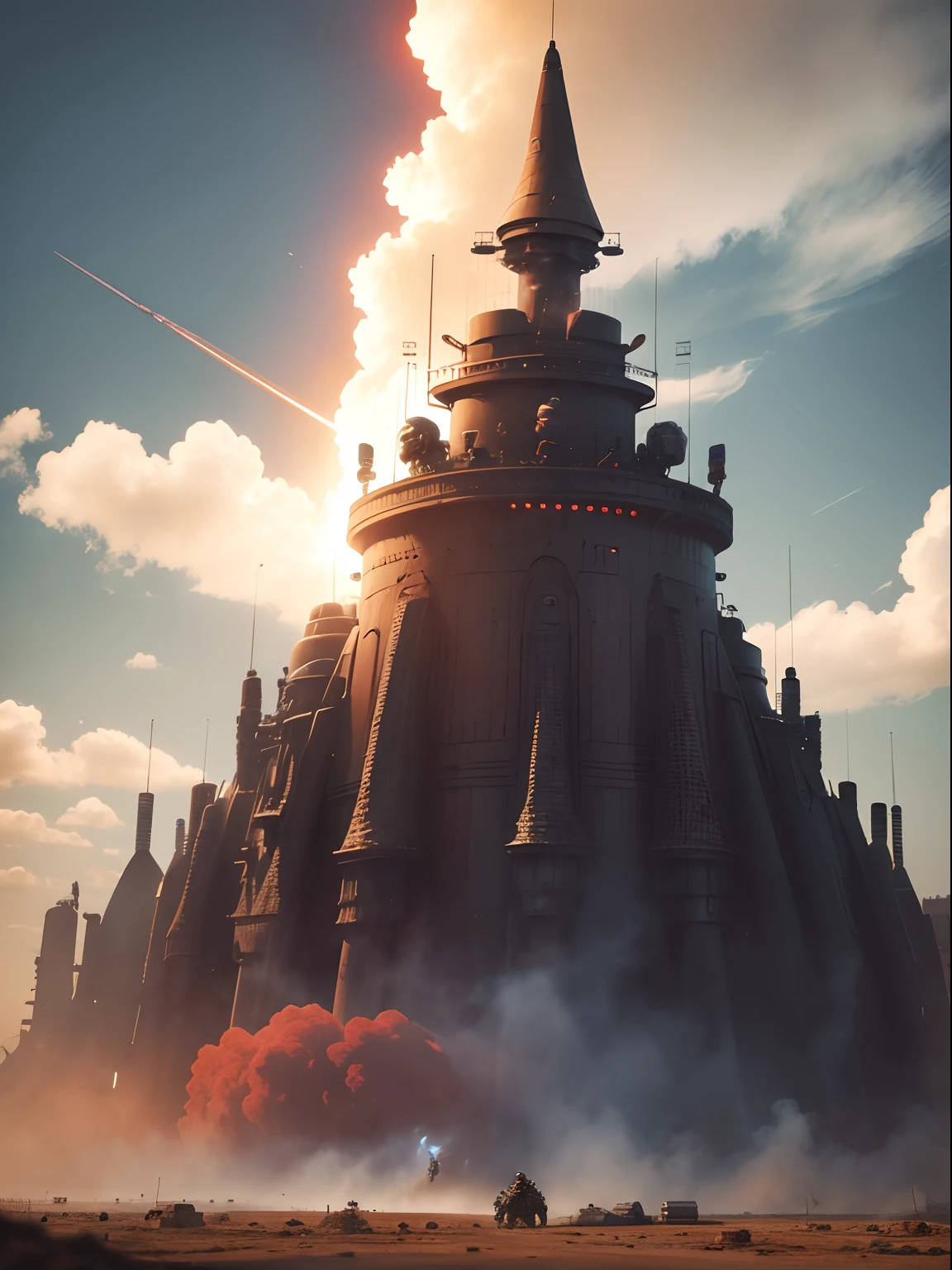 Future Battlefield,Alien Civilization War,Gunsmoke fills,A small mound,A red flag is planted on it,A soldier in armor,full armour,The background is the army of the SA,The picture is stunning,Magnificent,Magnificent,in the style of futuristic,No bad pictures --auto
