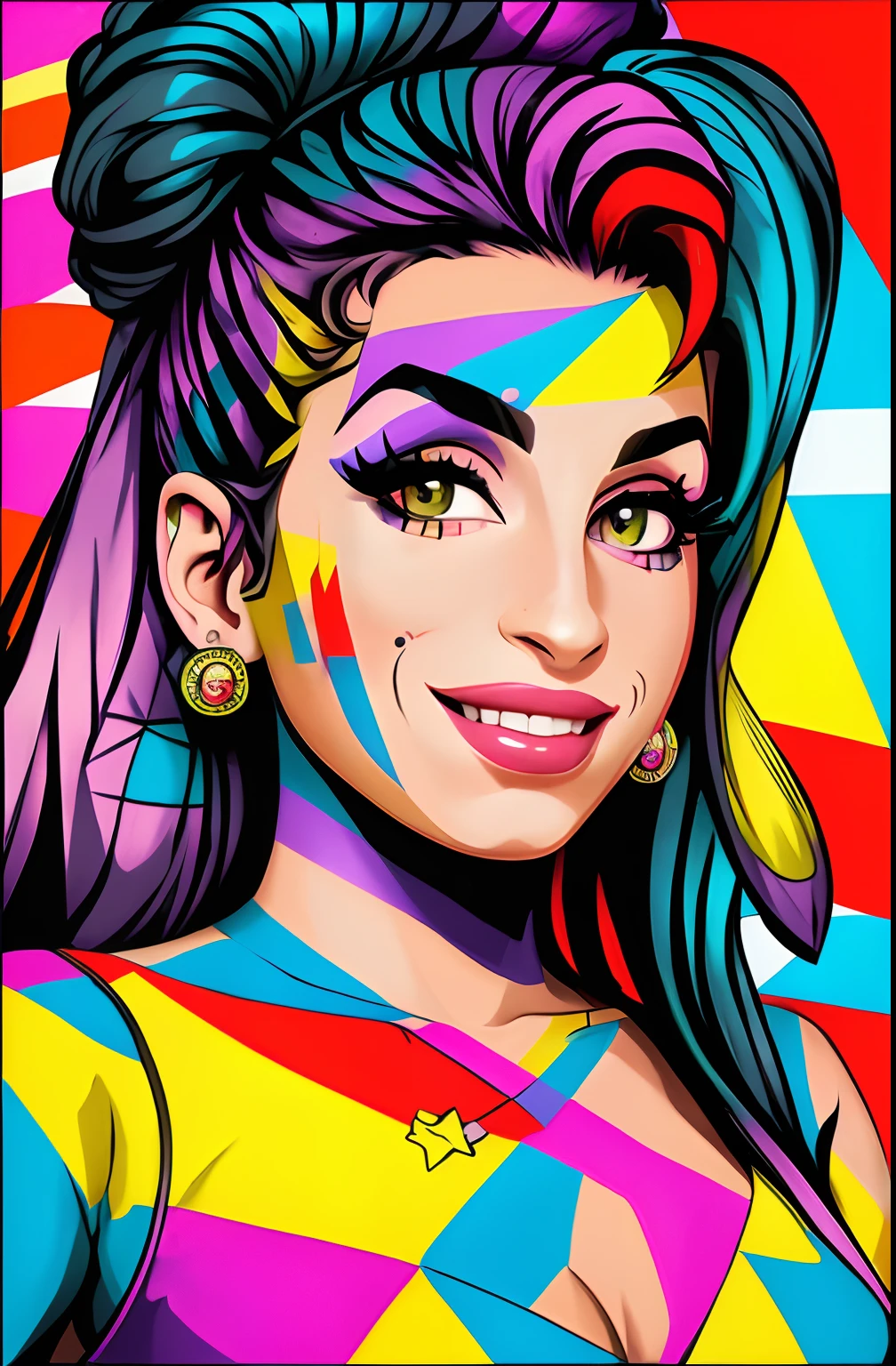 ( Amy Winehouse SMILE ,  Eduardo Kobra ,Romero Brito,The Filling Twins ,multidimensional geometric wall PORTRAIT, arte, Chibi,
Yang08k, lindo, Colouring,
Primary works, qualidade superior, melhor qualidade, Arte Oficial, Beautiful and Aesthetic, 512 mil