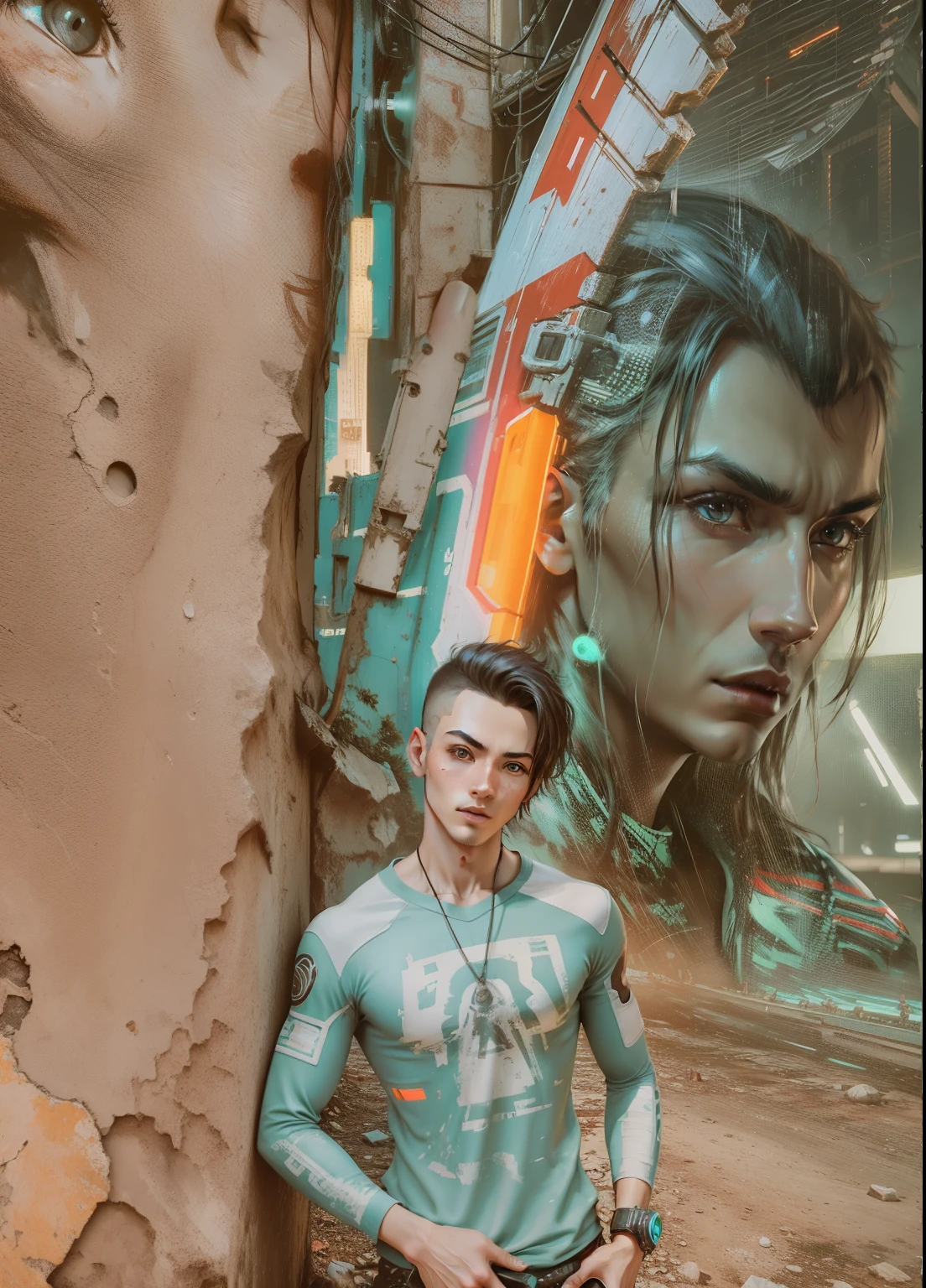 Change background cyberpunk handso boy, realistic face, 8k, ultra realistic,