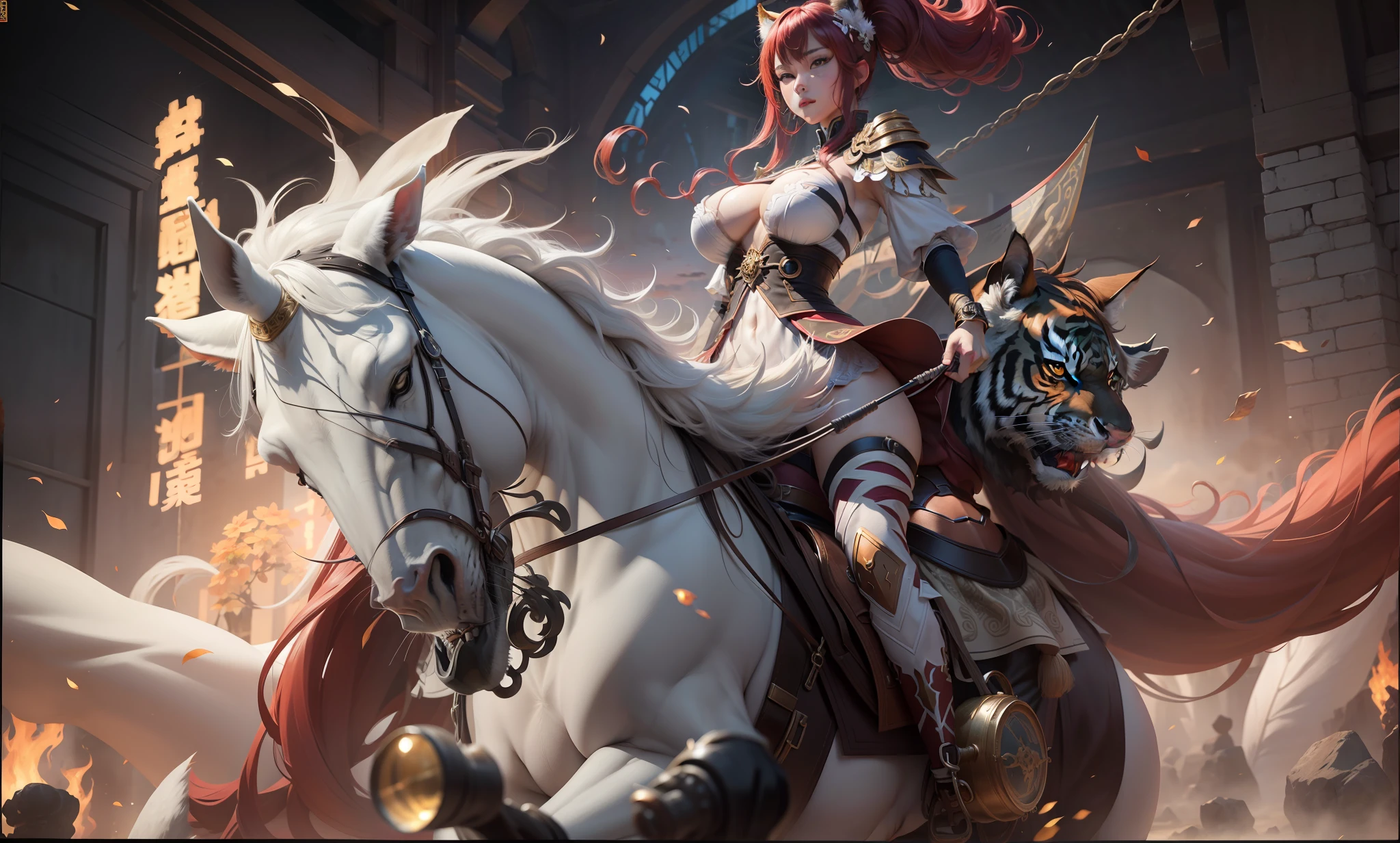 Dragon Tiger Vision，ride horse，Unparalleled in the world，Zhan Ji，The kinky is exposed，Hot figure，White skin of the，force，huge tit