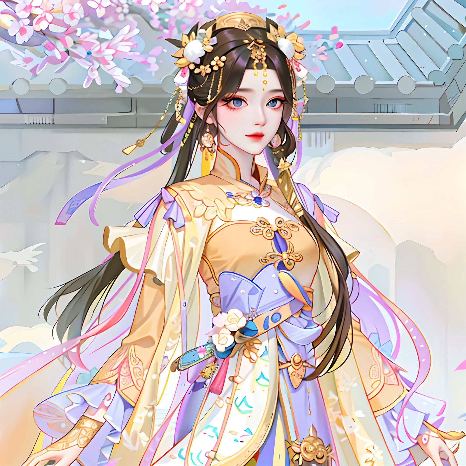 oriental girl,Works of masters,Best picture quality,Higher quality,high detal, 超高分辨率, 8K分辨率, depth of fields, cinematic photogtaphy, intricately details, carefully, meticuloso, glorious, max detail, extreme beautiful, (((1girll, 独奏))), 18yr old, long whitr hair, brunette color hair, white skinned, A picture, tmasterpiece, (Best picture quality), Higher quality, high detal, 超高分辨率, in a panoramic view, Exquisite facial features, s the perfect face