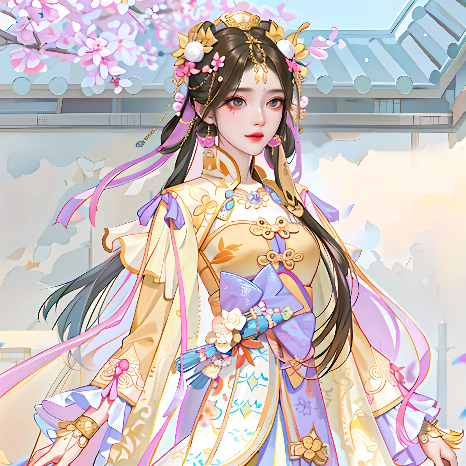 oriental girl,Works of masters,Best picture quality,Higher quality,high detal, 超高分辨率, 8K分辨率, depth of fields, cinematic photogtaphy, intricately details, carefully, meticuloso, glorious, max detail, extreme beautiful, (((1girll, 独奏))), 18yr old, long whitr hair, brunette color hair, white skinned, A picture, tmasterpiece, (Best picture quality), Higher quality, high detal, 超高分辨率, in a panoramic view, Exquisite facial features, s the perfect face