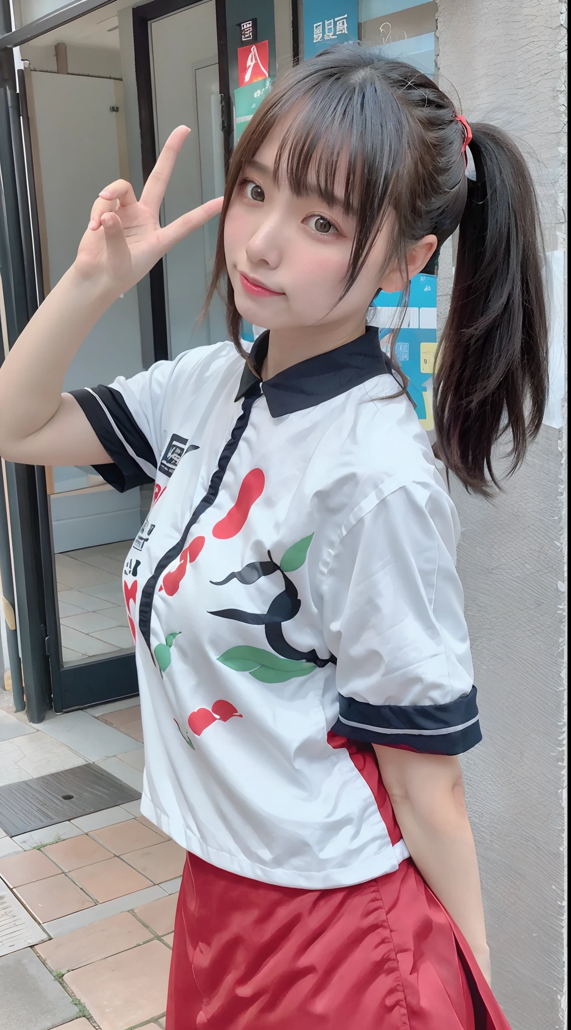Japanese 20-year-old women Beer illustration on T-shirt
