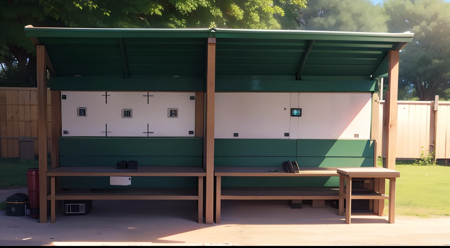 Empty landscape、Shooting practice range、Round targets are installed side by side in the back.