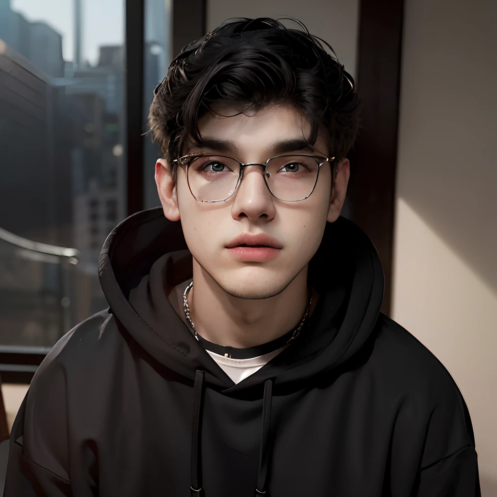 (masterpiece:1.2), (best quality:1.2), hyper realistic,highestres,absurdres,extremely detailed,volumetic,dramatic lighting,(frontal view),
20 year old boy,face,detailed eyes, black hoodie, black t-shirt