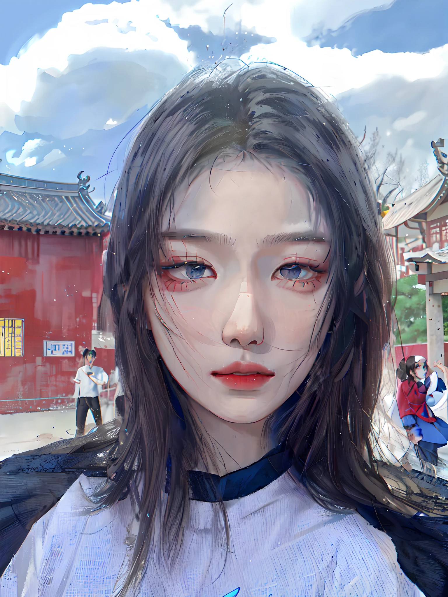 alafed asian woman,Long hair and gray shirt, 8k selfie photograph, xintong chen, wenfei ye, yanjun cheng, shaxi, Cai Xukun, xision wu, Realistic. Cheng Yi, inspired by Ma Yuanyu, kanliu666, Korean symmetrical face, chengyou liu, wenjun lin,style of anime
