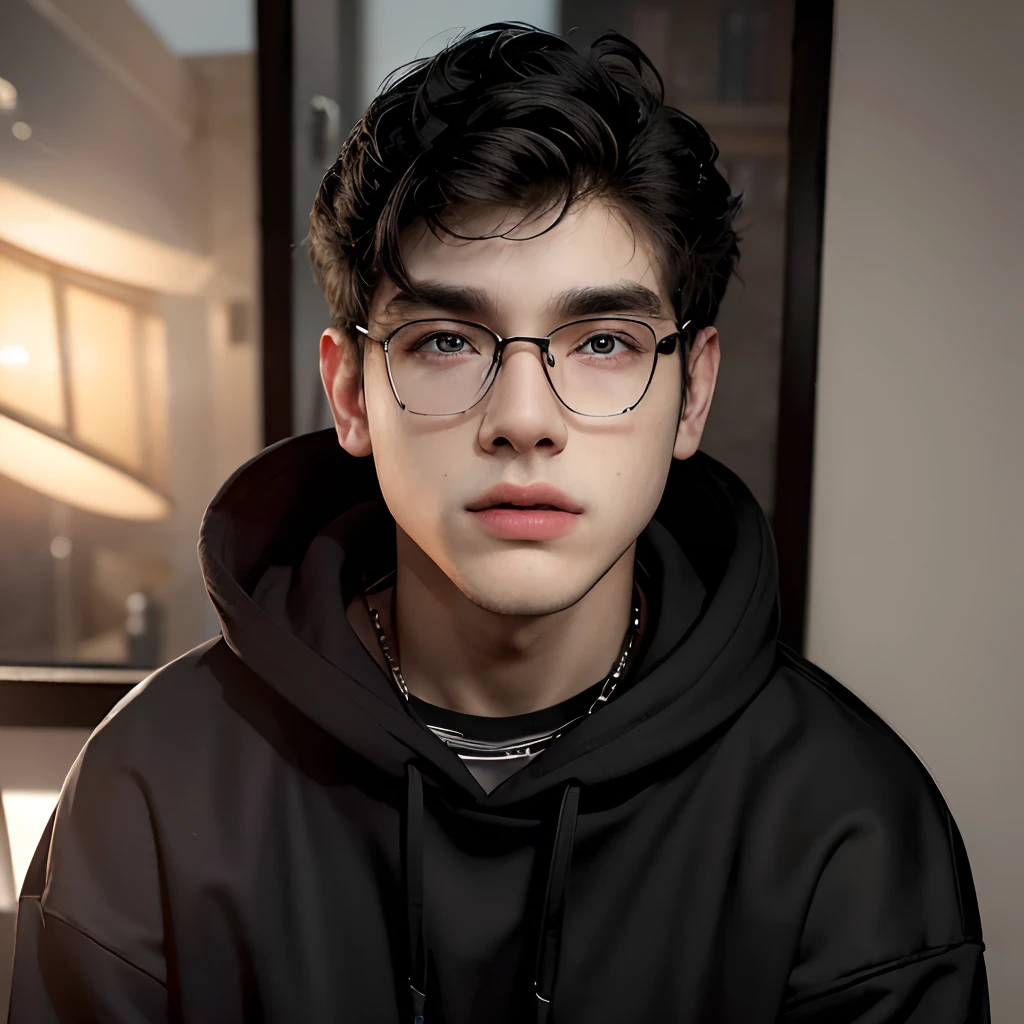 (masterpiece:1.2), (best quality:1.2), hyper realistic,highestres,absurdres,extremely detailed,volumetic,dramatic lighting,(frontal view),
20 year old boy,face,detailed eyes, black hoodie, black t-shirt