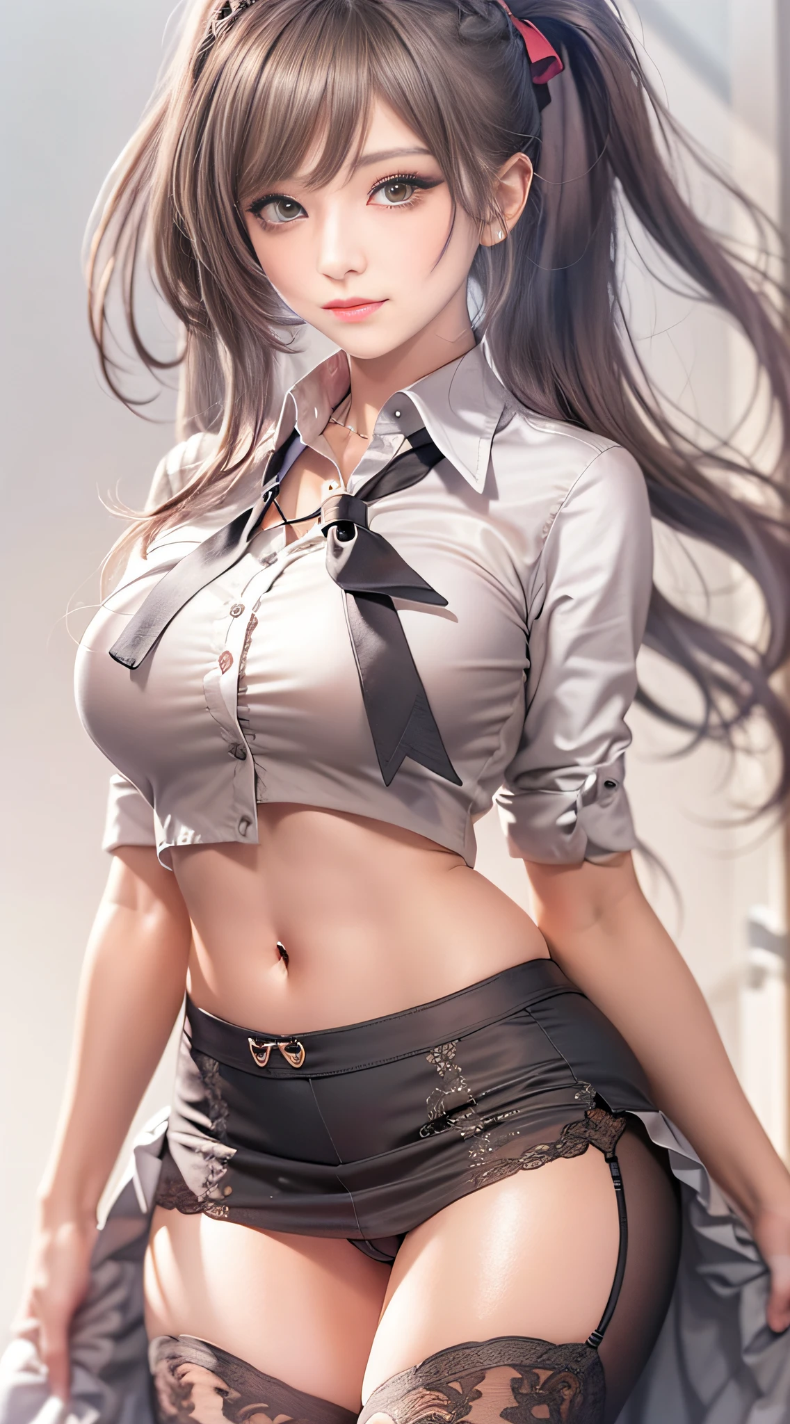 ((Masterpiece)),((Best quality)),Ultra-detailed,illustratio,Explicit,Beautiful body,Beautiful nose,Beautiful character design,Perfect eyes,Perfect face,the wallpaper,超高分辨率,4K,Photography,(Beautiful,Large breasts:1.5),(Beautiful face:1.2),Beautiful legs,Perfect legs,NSFW,full bodyesbian,Shiny skin,Turin Sukumi, 1girll, underwear, Panties, Breasts, Skirt, Red panties, Solo, Green eyes, shirt, Braid, Long hair, Purple hair, White shirt, Clothes lift, Skirt lift, Black skirt, Blush, Single braid, lifted by self, Collared shirt, braidedponytail, bangs, cleavage, Long sleeves, Closed mouth, view the viewer, Thighs, Miniskirt, Dress shirt, standing, side locks, Cowboy shot, Indoors, scowling, From below, pencil skirts, Carmelto, pantyshot, ,