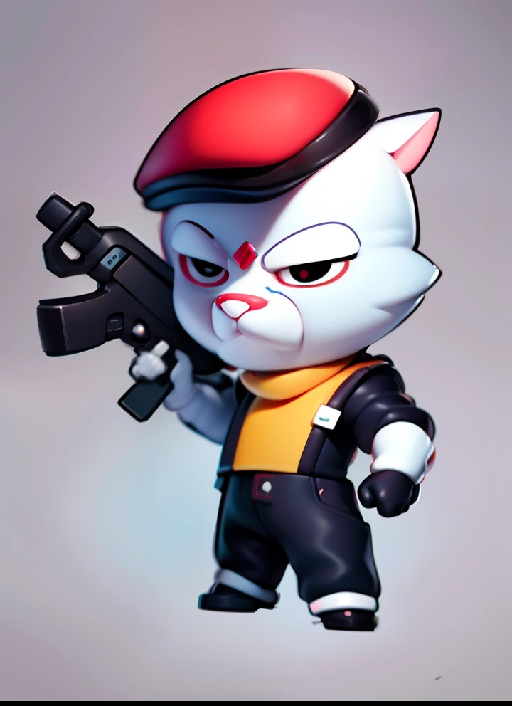 A cartoon cat with a gun and a hat, , heavy shading, 2d game lineart behance hd, 2d game lineart behance hd, very stylized character design,sticky tar. concept-art, Stylized character design, Character design gangster