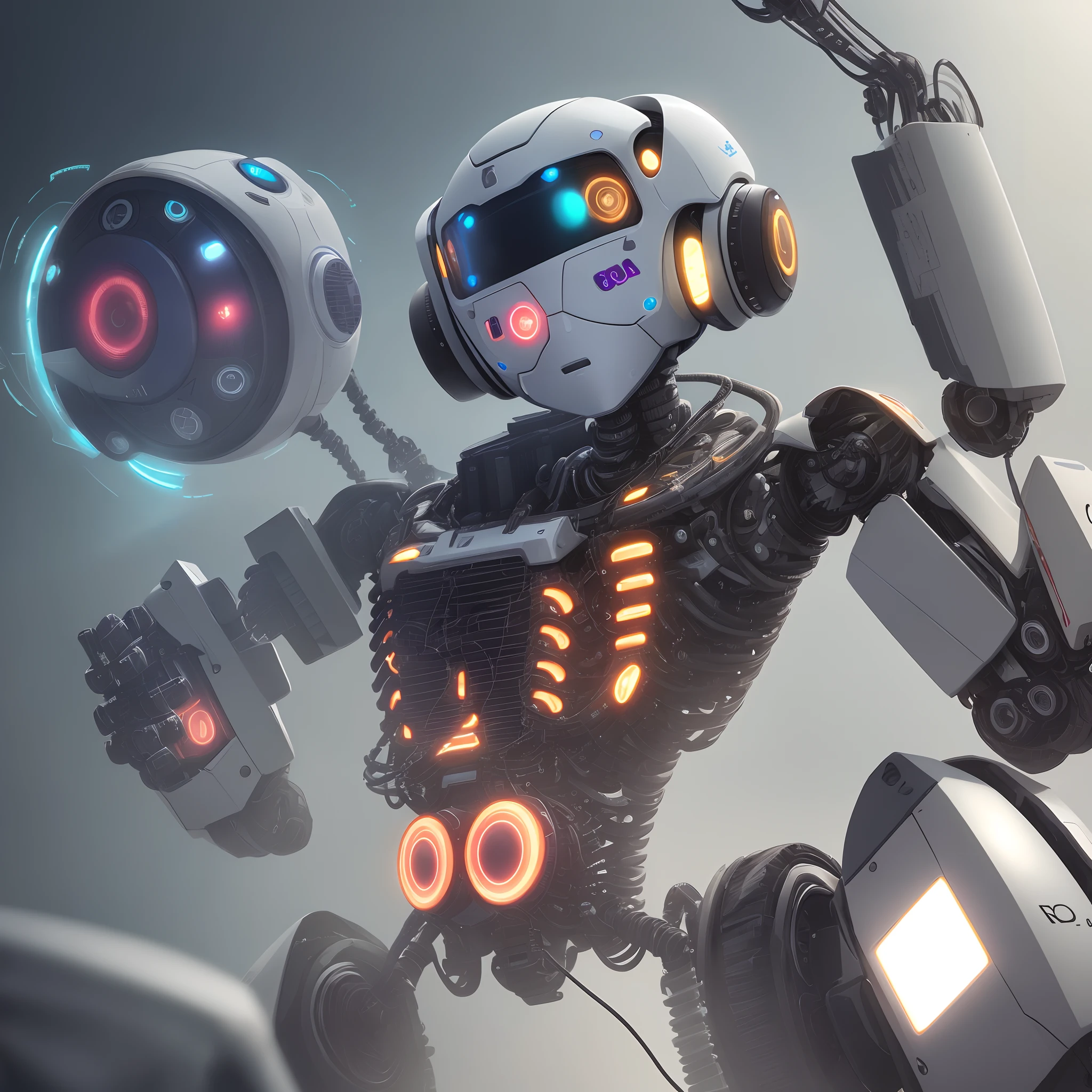 With a detailed description of the robot's right arm、Generate high-quality images。