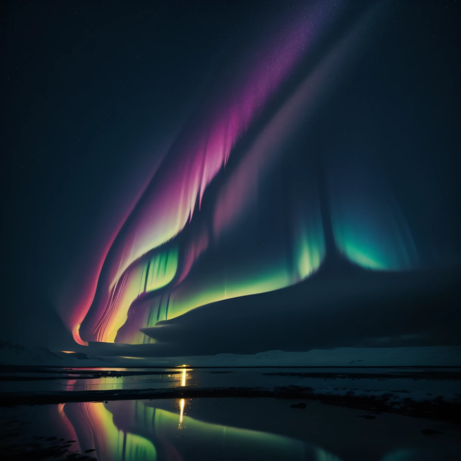 Rainy day with polar lights
