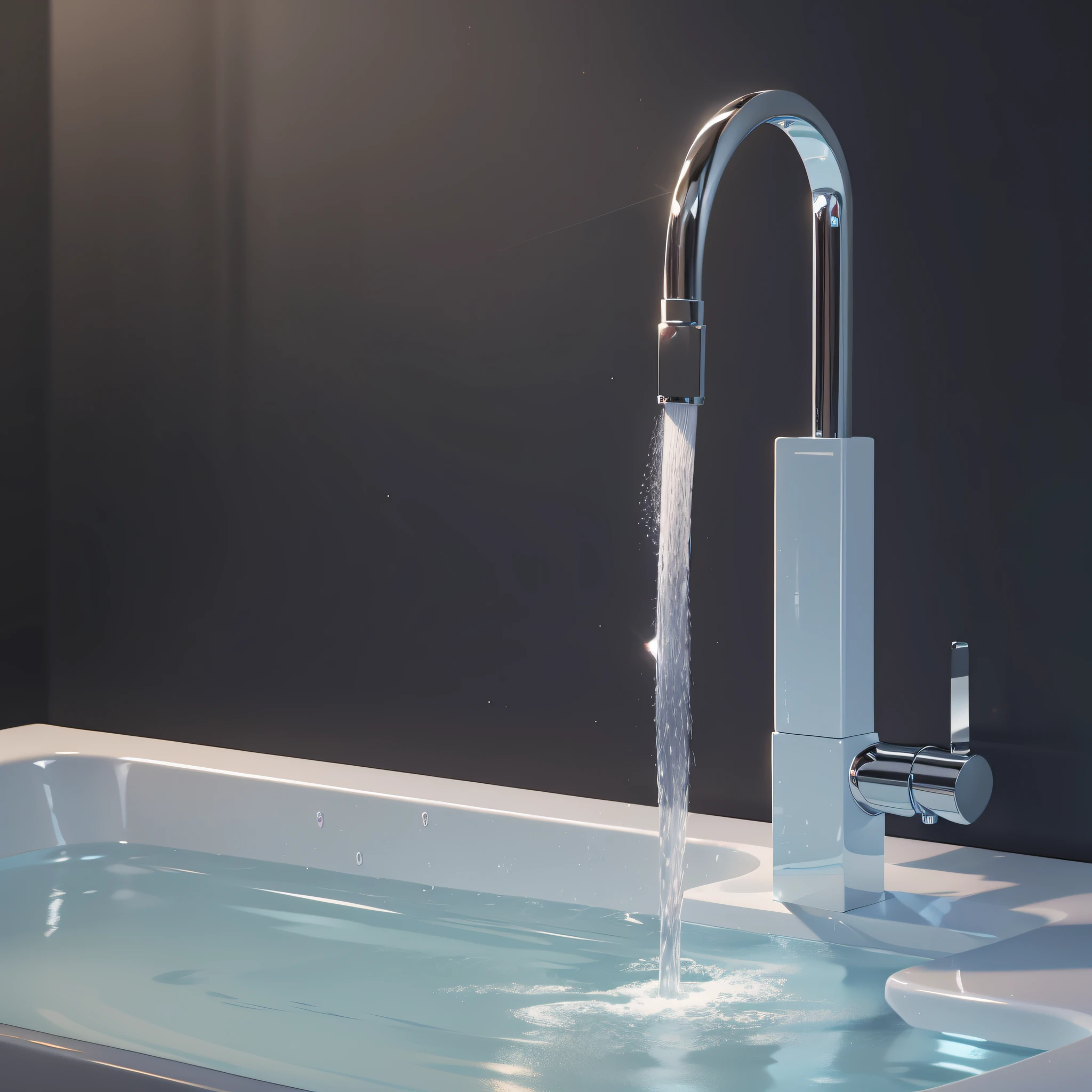 （（best qualtiy））， （（tmasterpiece））， （The is very detailed：1.3）， 3D，Cylindrical shape，Faucets and sinks on the washbasin,serene emotion,exquisitedetails,Sparkling,sleek flowing shapes,steins,Visually stunning,Stainless steel design,Product photo,product introduction photos,SleekDesign,short spout, 3D  Girl product rendering,scenic full shot,sleek cool waterproof design，Pastels by Alexander Fedosav,cg society contest winner,bauhause,serene emotion,exquisitedetails.Faucets filled with water and sinks filled with water，Light，siluette，water bloom，The faucet has a large water flow