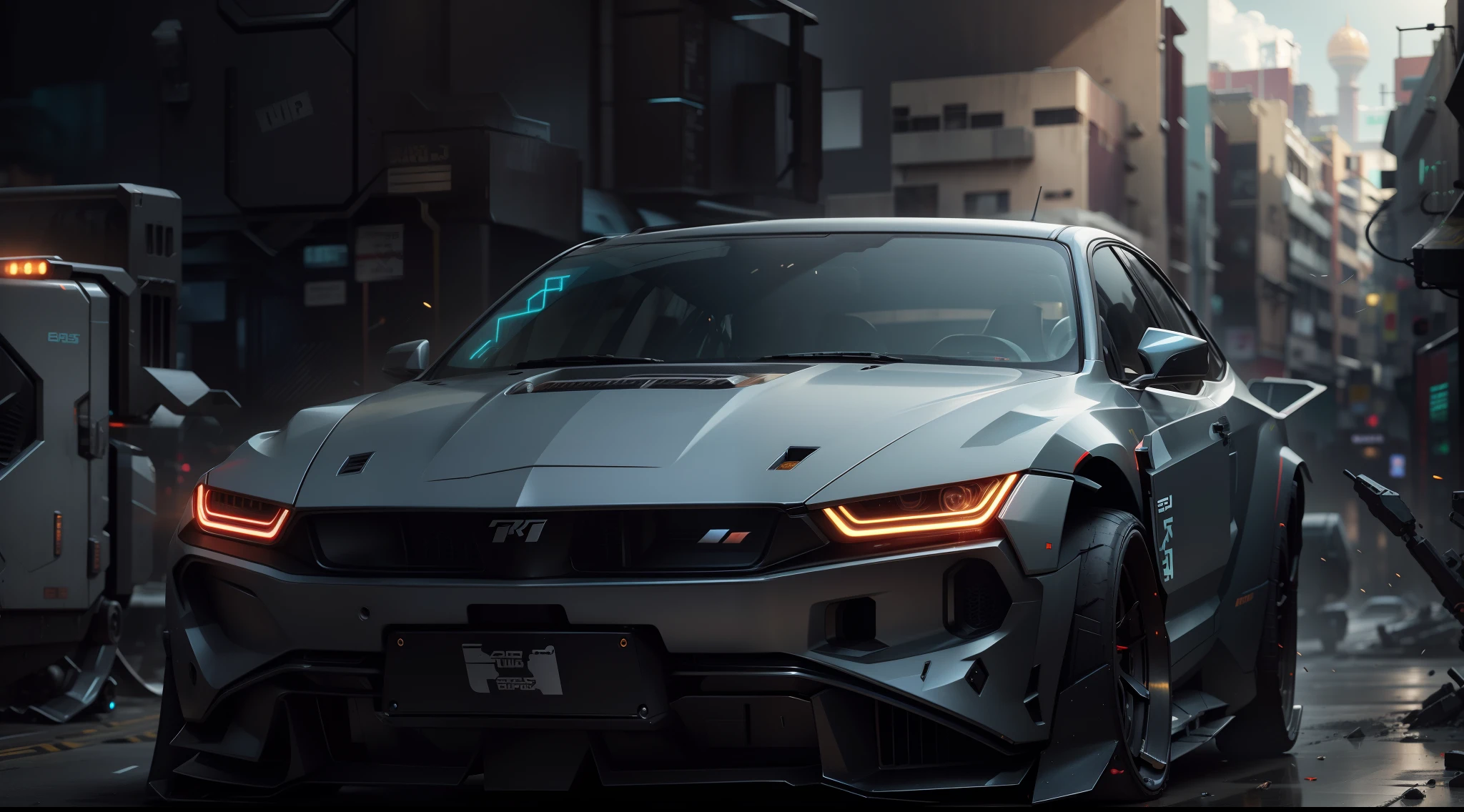 Cyberpunk-style mechs cool vehicles