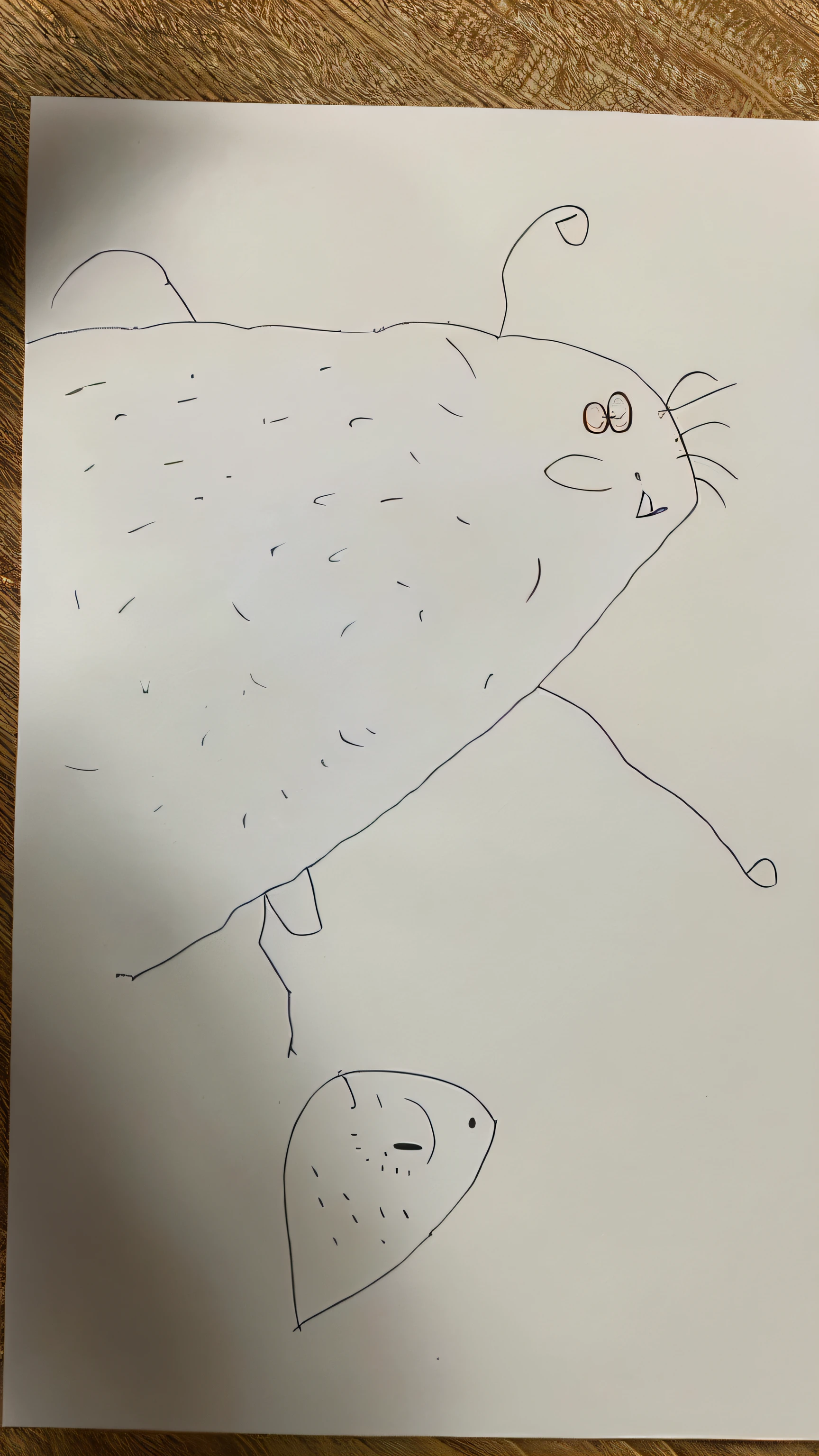 Painting of the sub, ???? drawing, ???? drawing, ???? drawing, a drawing, ???? drawing, Inspired by Bill Treller, based on child's drawing, by Tony Tuckson, a character based on a haggis, children's book drawing, 7 year old crayon drawing, Simple drawing