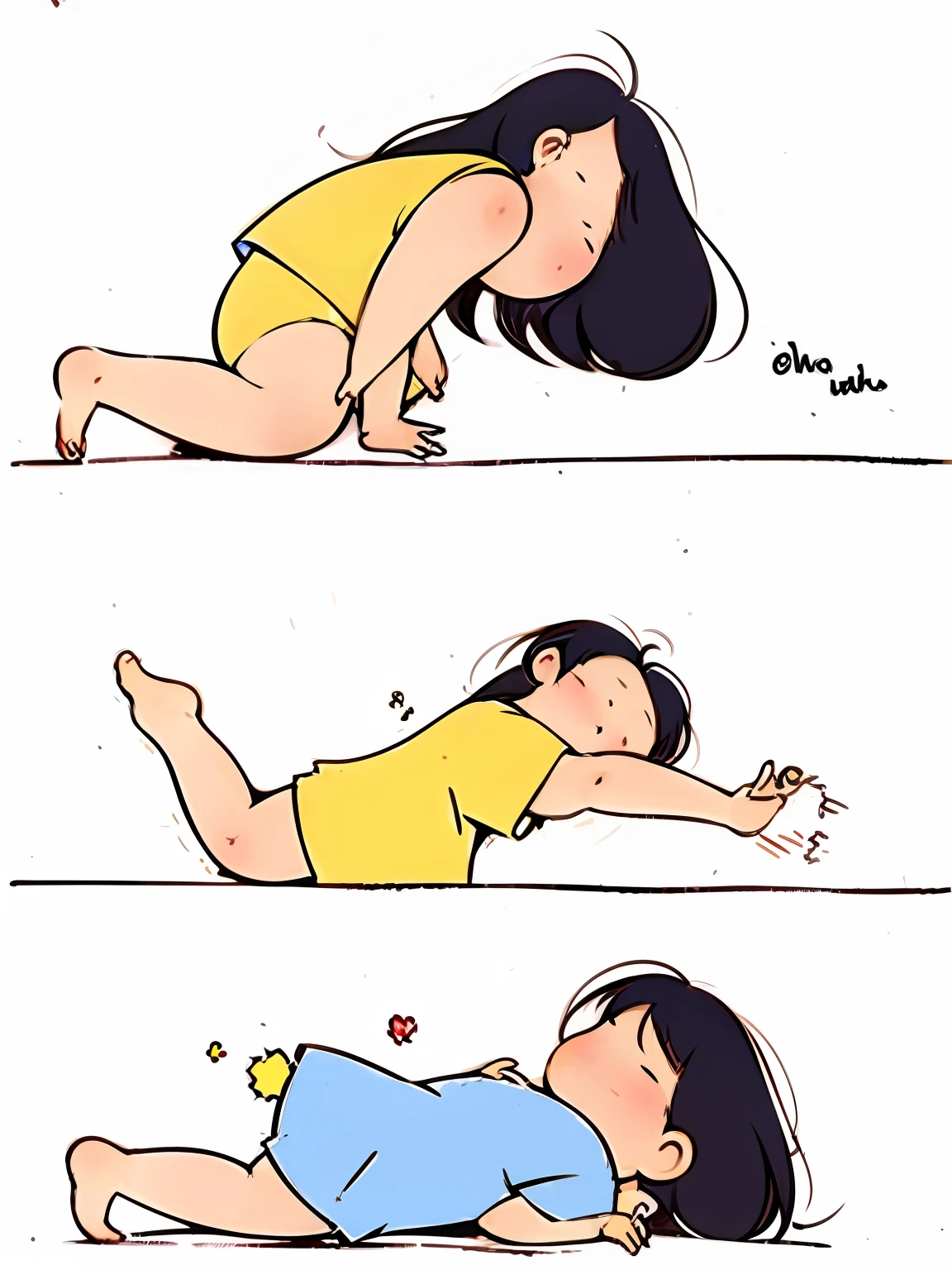 Various poses of yoga,yellow clothing