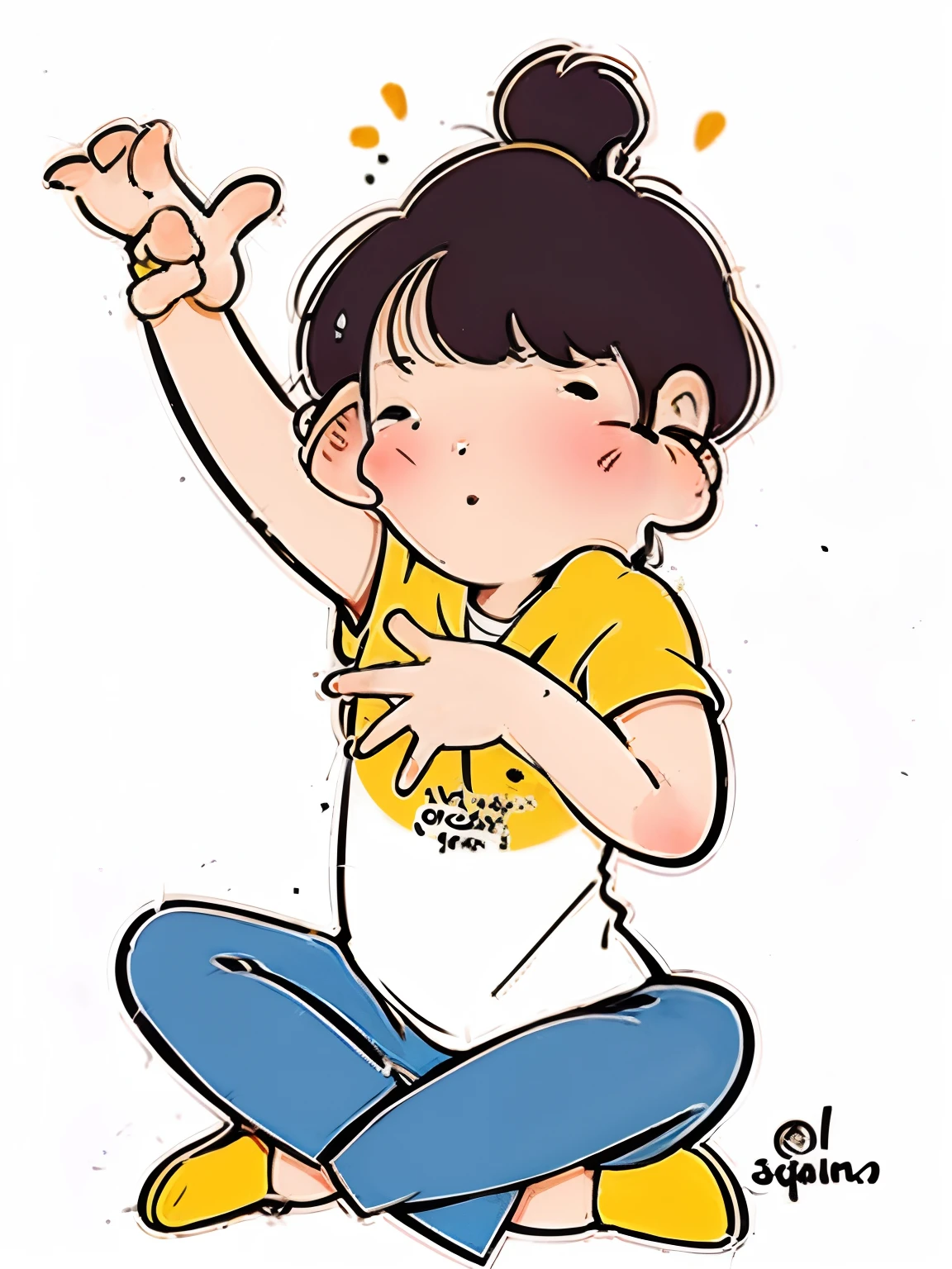 Various poses of yoga，yellow clothing