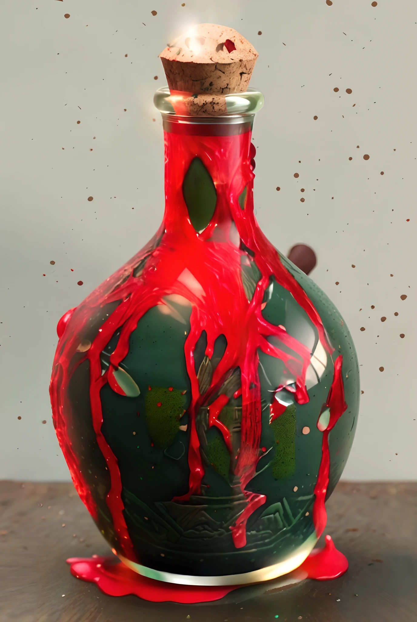 Green pottery bottle