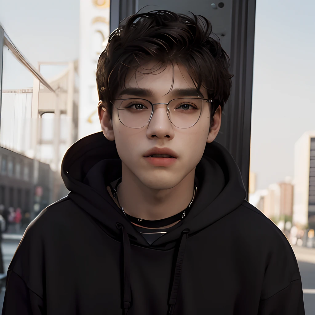 (masterpiece:1.2), (best quality:1.2), hyper realistic,highestres,absurdres,extremely detailed,volumetic,dramatic lighting,(frontal view),
20 year old boy,face,detailed eyes, black hoodie, black t-shirt