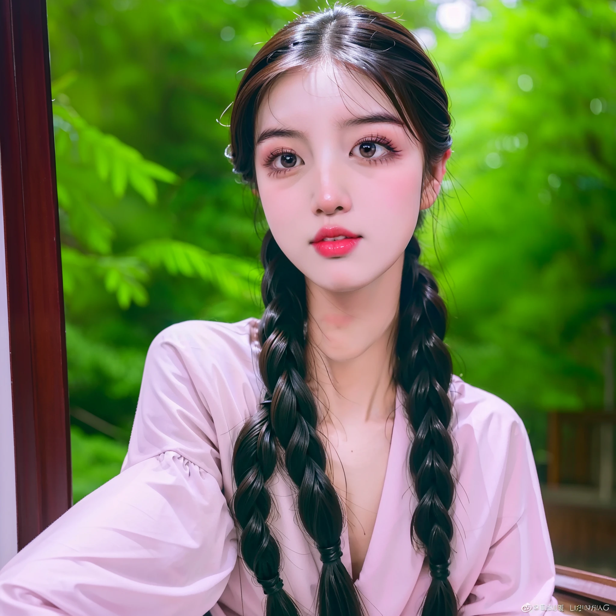 there is a woman with a braid in her hair posing for a picture, cindy avelino, a young asian woman, dang my linh, young cute wan asian face, beautiful south korean woman, south east asian with round face, korean girl, an asian woman, gongbi, beautiful young korean woman, chinese girl, yun ling, mai anh tran