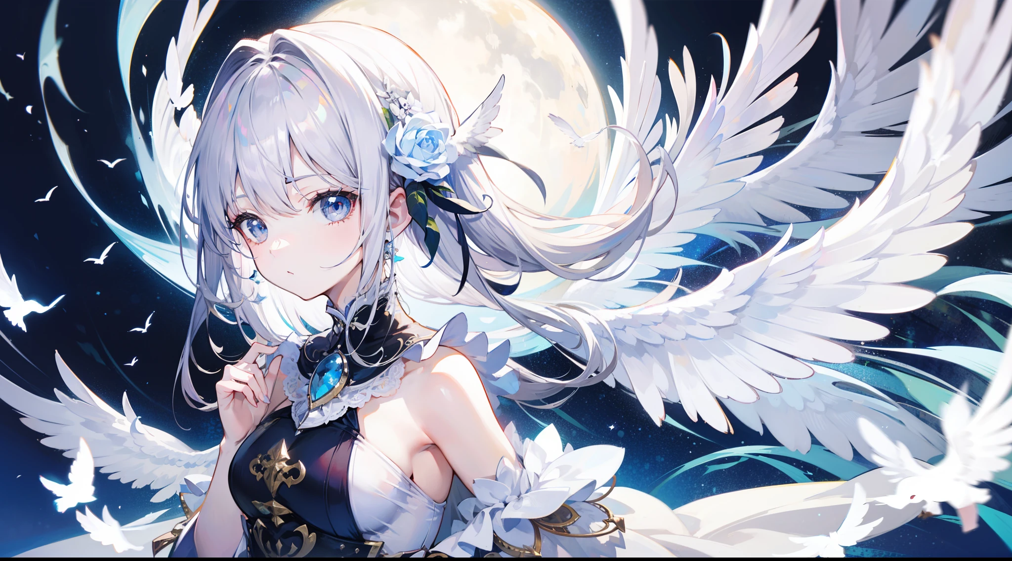 White dove-like girl,a sense of atmosphere