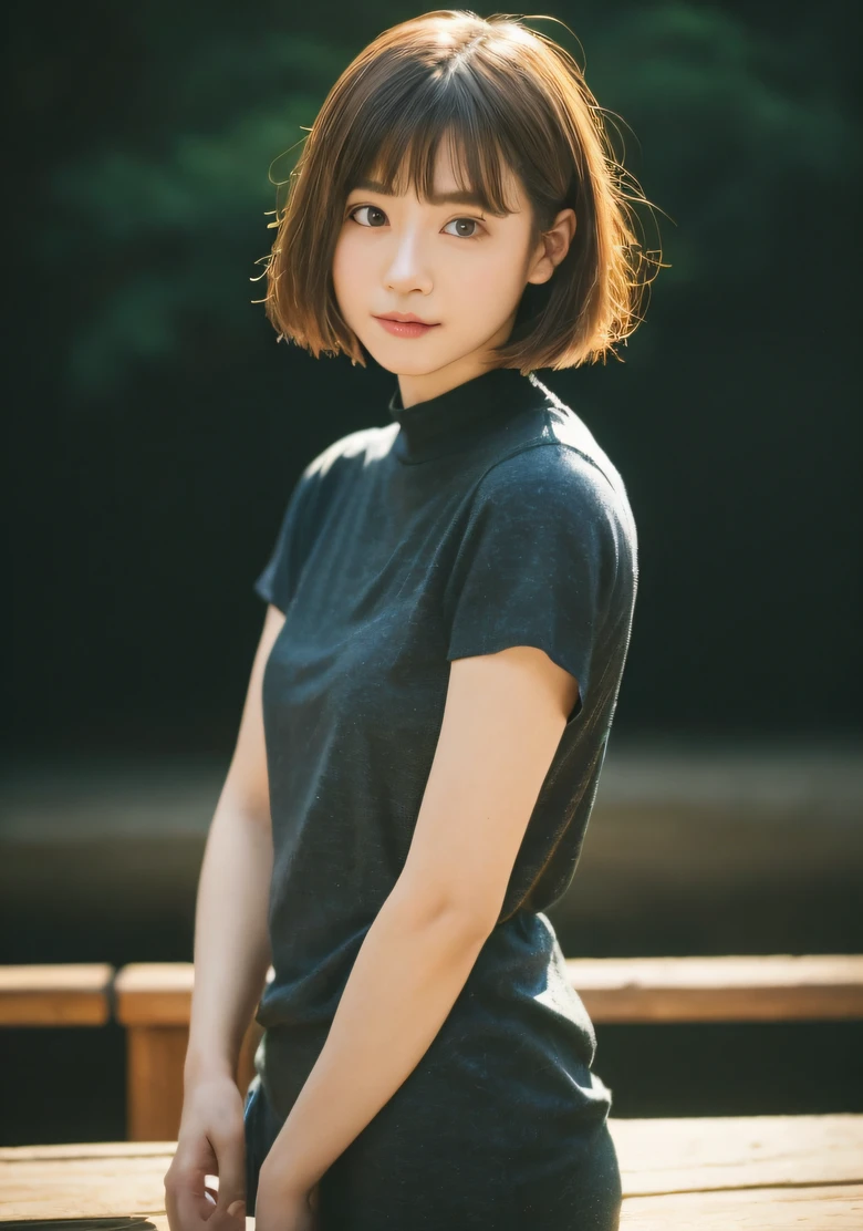 Live action、Japan live-action、Women in Japan、natta, Raw photography, (((Very beautiful portrait))), ((glistning skin)), 1girl in, Sexy 25 year old girl, ((Short-cut natural brown hair)), [Brown-eyed],Gentle smile staring at the camera、(Valley), ((​masterpiece, top-quality, ultra-detailliert, ciinematic light, intricate detailes, hight resolution, 8K, ighly detailed)), detailedbackground, 8K UHD, Digital SLR, Soft lighting, hightquality, film grains, FujifilmXT3, Shallow depth of field, natural soft light、face perfect