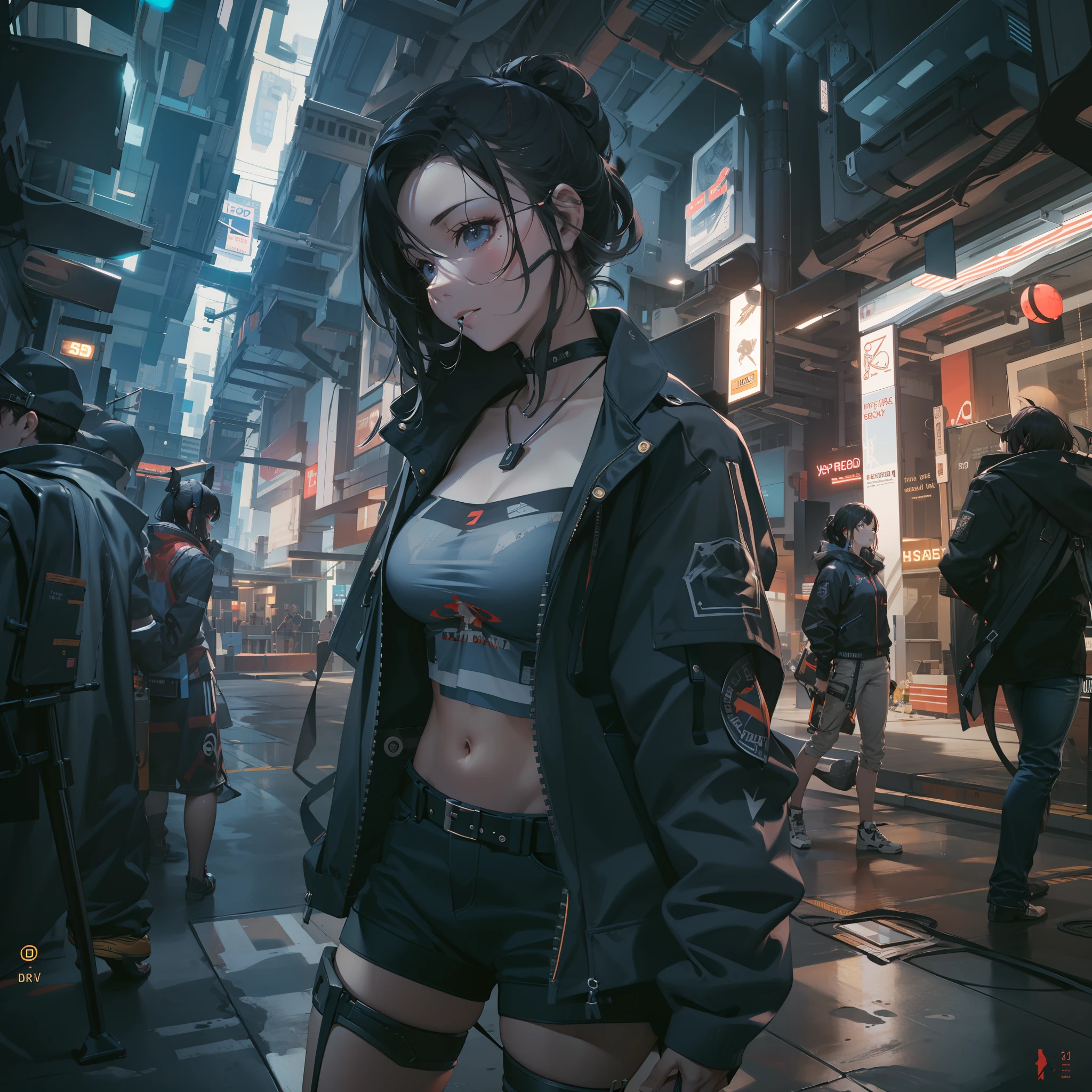 cyberpunked,Cyber City:1.8,Hi-Tech,High-tech townscape,Blowing in the wind,Relaxing girl,dutch angle shot,full body shot,medium shot,High-tech room:1.6,Cyberpunk Room:1.8,(8K), (Raw photo: 1.2), (Realism: 1.4), (masutepiece: 1.3), (exquisite detailing: 1.2), Delicate and beautiful details, (Eye Detail), (Facial Detailed), (Highest Quality) :1.4), (Hyper-Resolution: 1.2), cinematric light, (very detailed illustration),Best Quality,depth of fields, Wide light, natural shadows