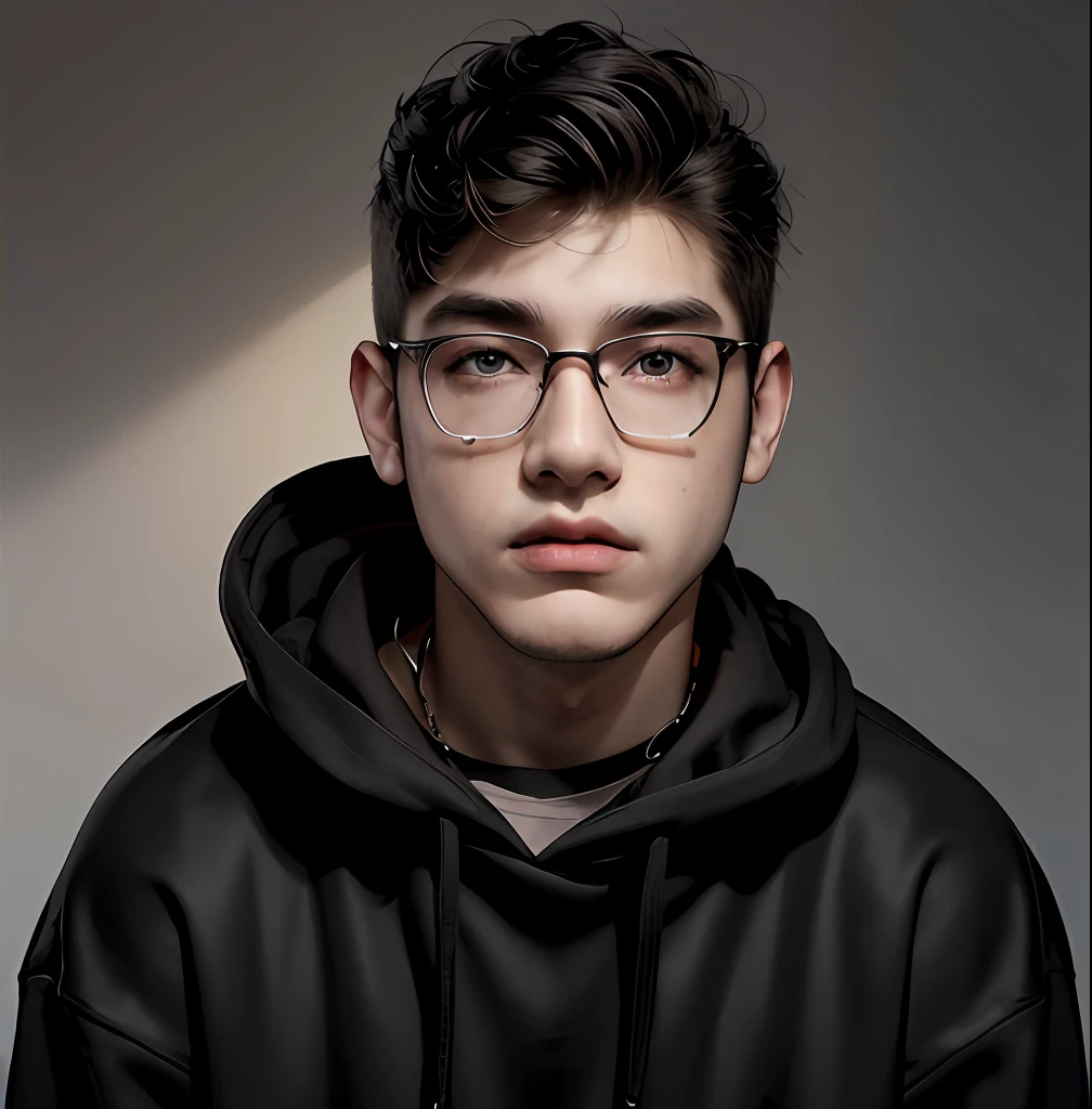 (masterpiece:1.2), (best quality:1.2), hyper realistic,highestres,absurdres,extremely detailed,volumetic,dramatic lighting,(frontal view),
20 year old boy,face,detailed eyes, black hoodie, black t-shirt