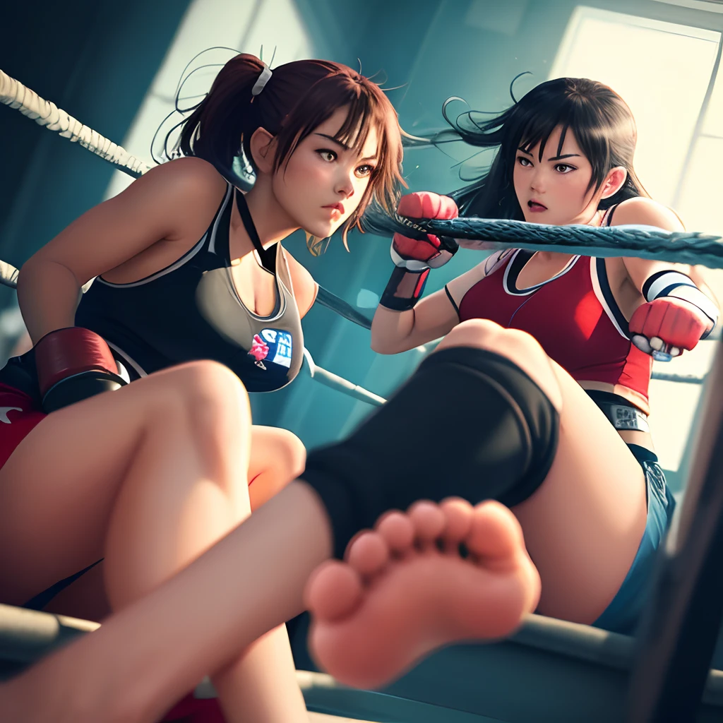 Fighting girls,Feet up