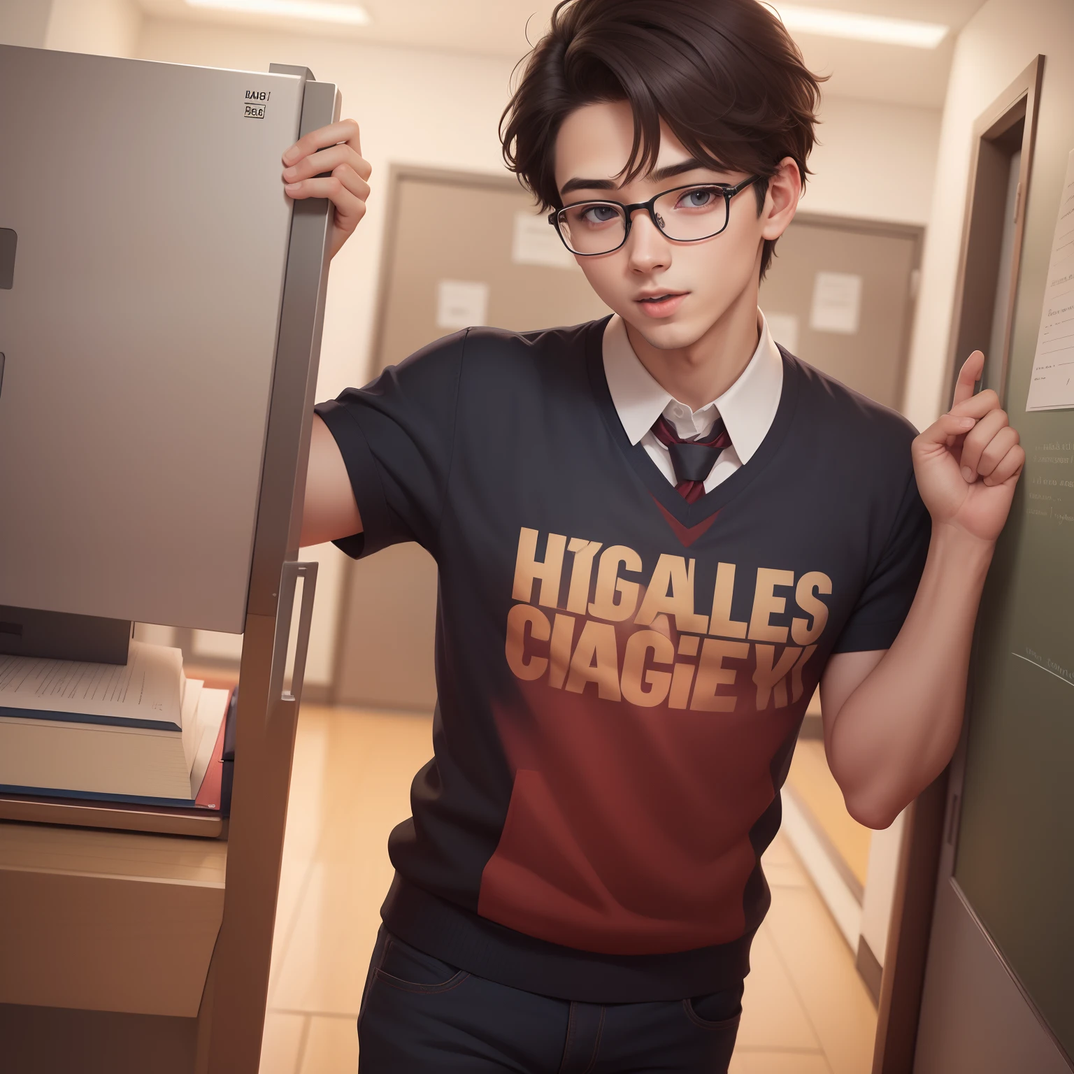 College teacher imagine here boy