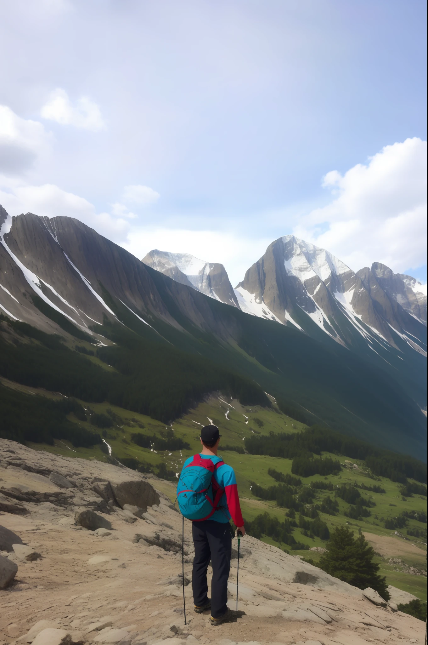Mountains in background with a man standing on a rocky hill, looking at the mountains, solo hiking in mountains trees, with the mountains in the background, large mountains in back, Stand in front of Mt, onthe mountain, with mountains in the distance, with the mountains in the background, Boy standing on the hill, mountain in background, hiking in rocky mountain, moutain in background