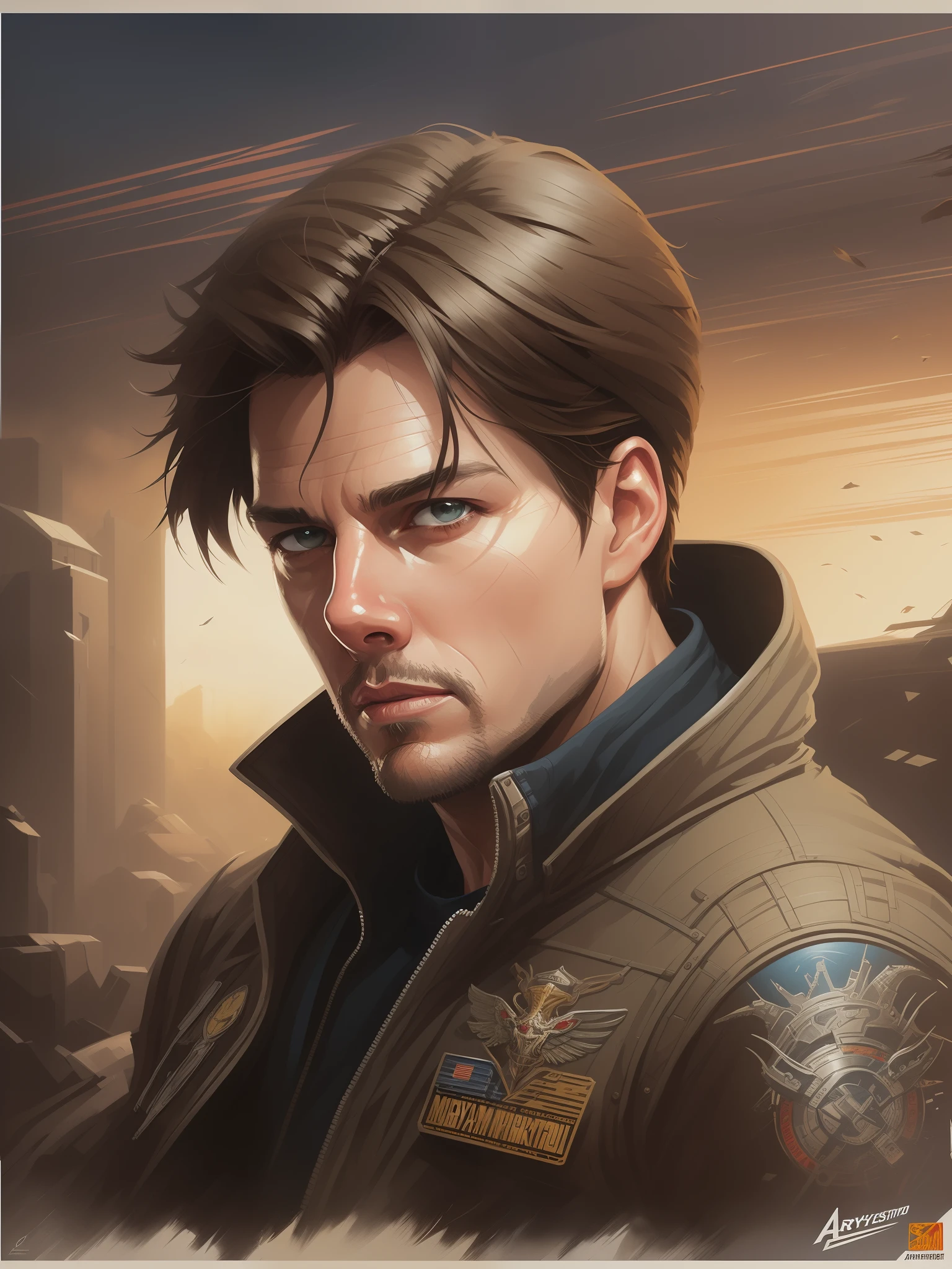 Tom Cruise from Top Gun, vhs effect, (poster:1.2),poster on wall, nostalgia, movie poster,
(skin texture), intricately detailed, fine details, hyperdetailed, raytracing, subsurface scattering, diffused soft lighting, shallow depth of field, by (Oliver Wetter)
professional majestic oil painting by Ed Blinkey, Atey Ghailan, Studio Ghibli, by Jeremy Mann, Greg Manchess, Antonio Moro, trending on ArtStation, trending on CGSociety, Intricate, High Detail, Sharp focus, dramatic, photorealistic painting art by (greg rutkowski:1.4), bokeh --auto --s2