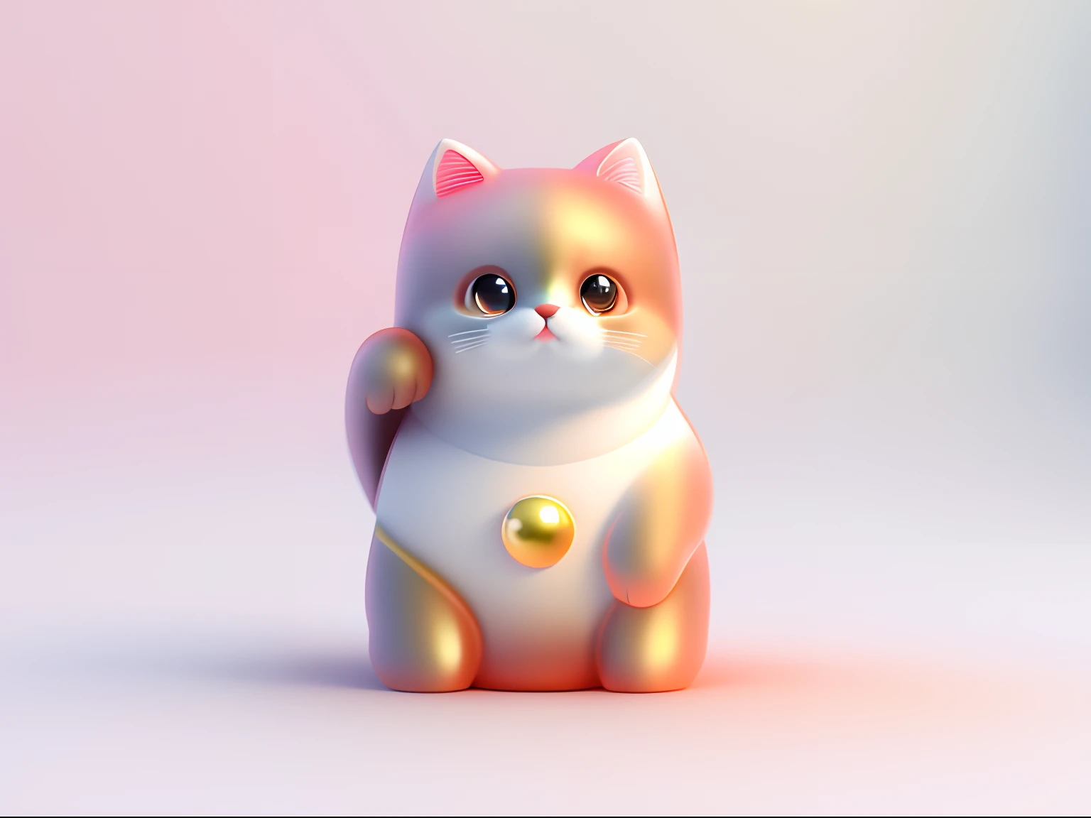 Super cute cat IP 3D rendering, high detail, sweet color, clean background, high quality, glossy and delicate