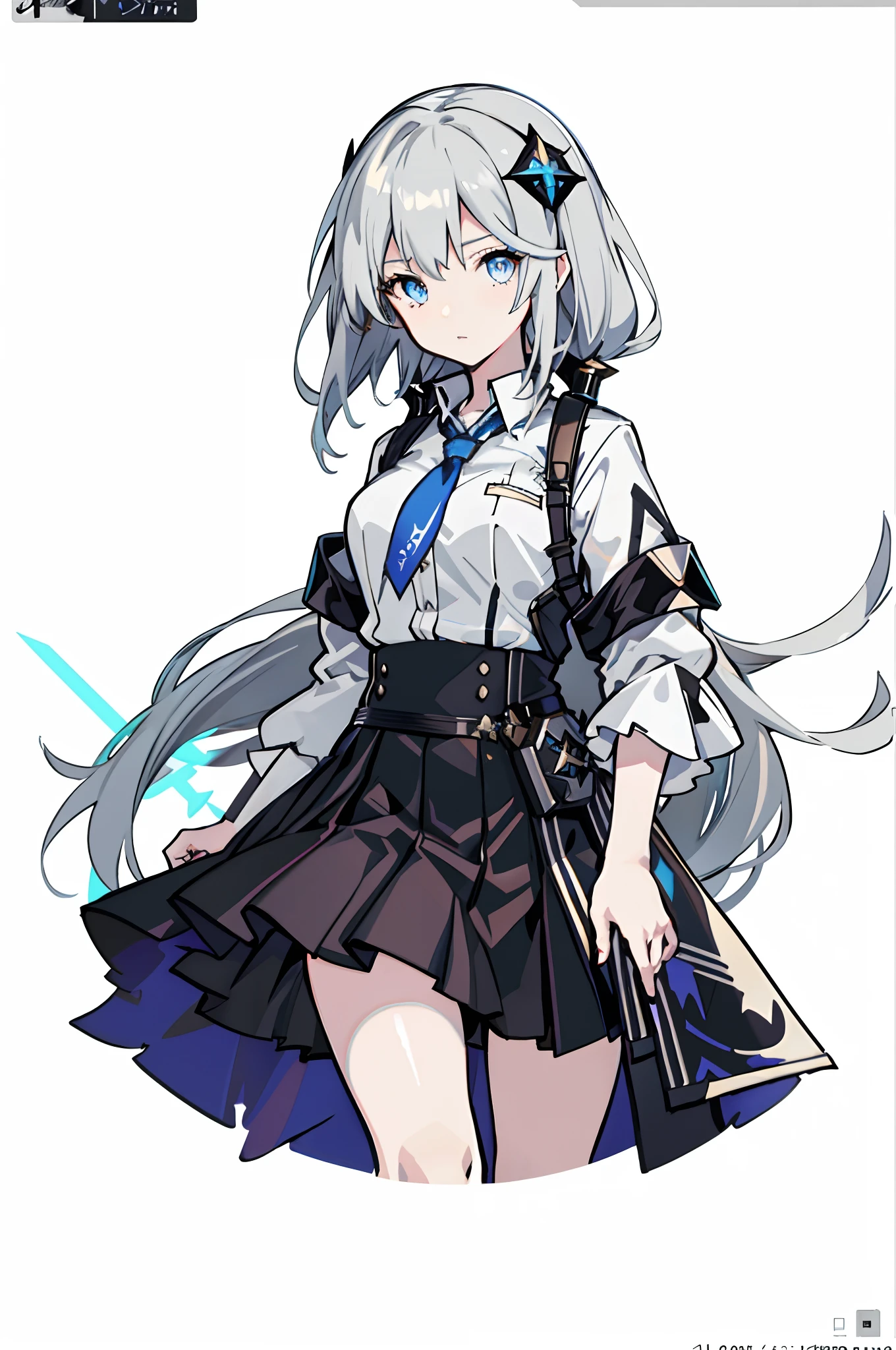 eBlue eyes，Anime girl in black skirt and white shirt, from girls frontline, girls frontline style, Kantai collection style, Fine details. Girl front, From Arknights, A scene from the《azur lane》videogame, girls frontline universe, official character art, azur lane style, Girls Frontline CG, Kushatt Krenz Key Art Women，Granblue Archives