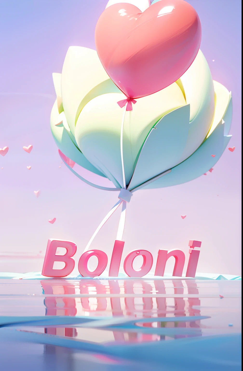 Anime scenery of pink swans floating in a lake with pink heart-shaped balloons, concept art of love, 3 d render beeple, trending on cgstation, 3 d render stylized, artem demura beeple, Beautiful digital artwork, recusion beeple, trending on artstation 4k, 🌺 CGSesociety