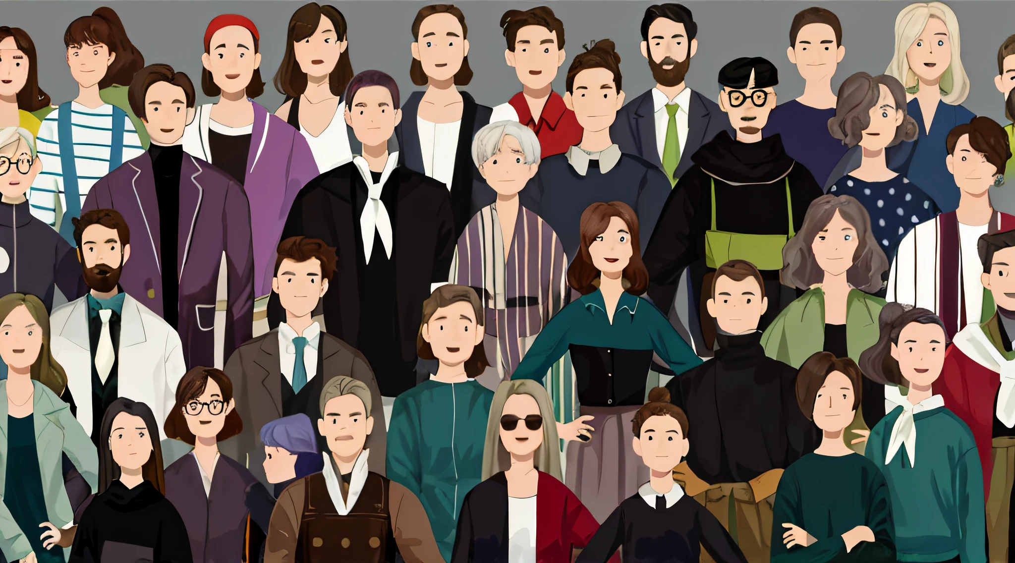 A group of people stood in the crowd, All wear clothes of different colors, group of people, group of people, A wide variety of people, crowd of, different ages, Different races, Diverse faces, crowd of, Mix of race and gender,