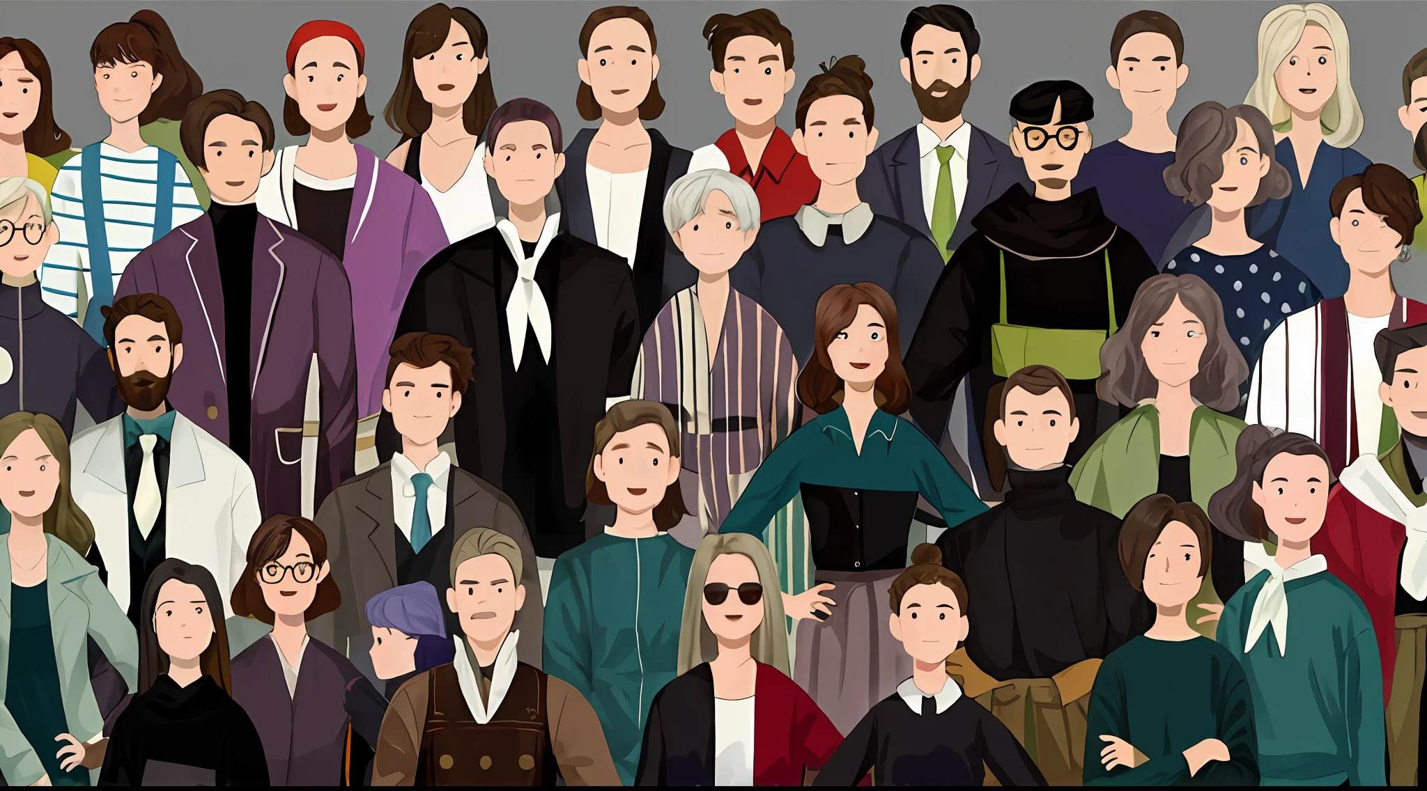 A group of people stood in the crowd, All wear clothes of different colors, group of people, group of people, A wide variety of people, crowd of, different ages, Different races, Diverse faces, crowd of, Mix of race and gender,