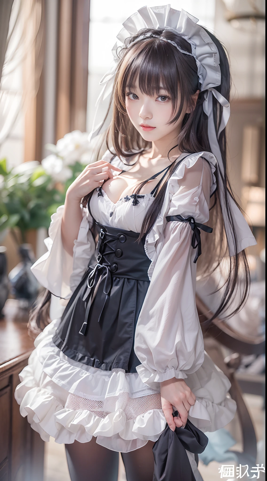 (Super masterpiece、Ultra-realistic、An ultra-high picture quality、超A high resolution、Raw photography、ultra hi definition photo、Focus ultra-sharp)、((A woman very similar to Yuigahama Yui in the form of a super perverted erotic god maid))、a japanese beauty woman、22year old、Super beautiful idol face、二重まぶた、beautidful eyes、Super perfect proportions、Beautiful skin、Beautiful chest、Toned waist、thin arm、Thin leg