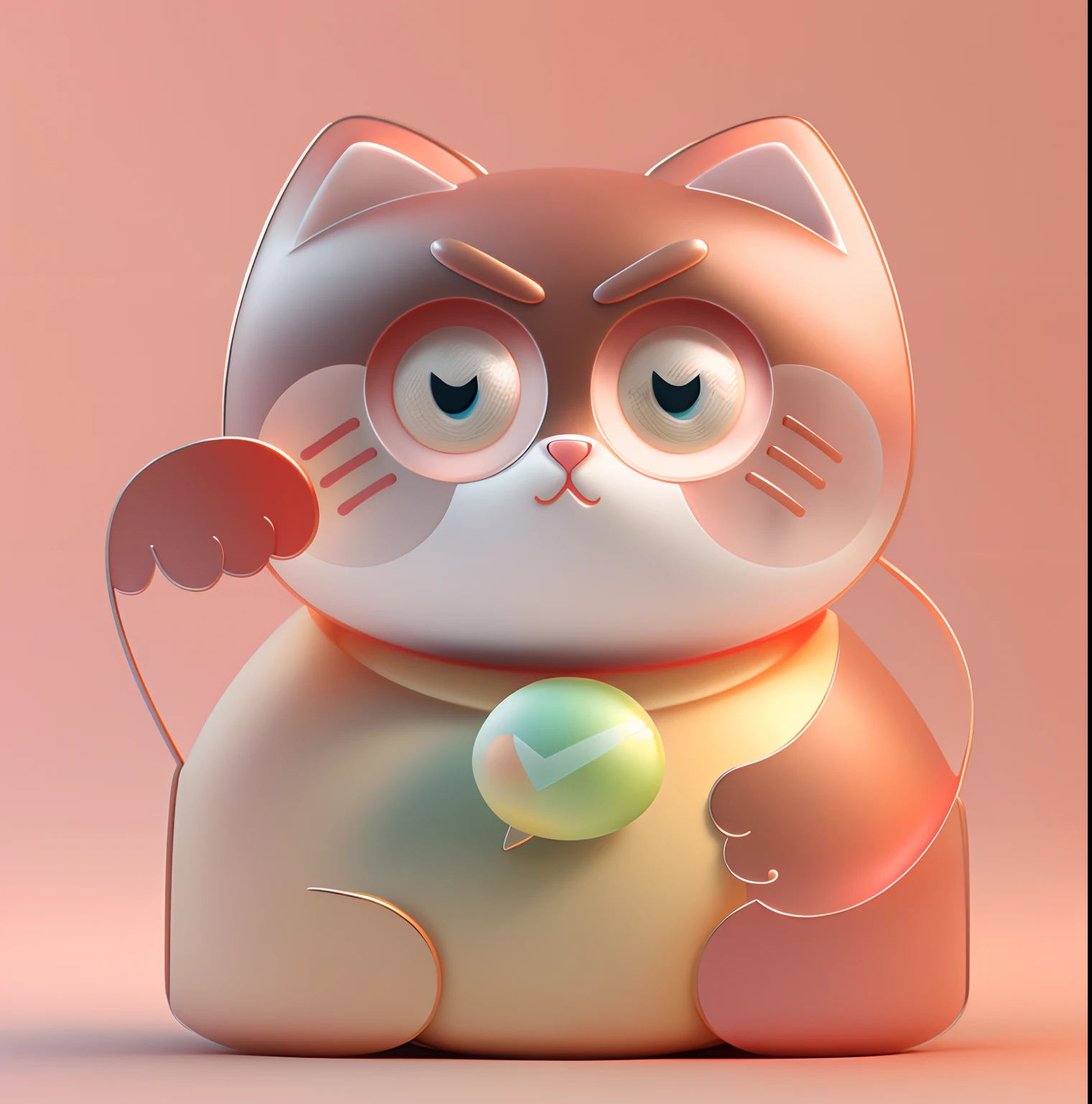 Super cute cat IP3D rendering, High detail, Sweet color, Clean background, High quality, Glossy and delicate