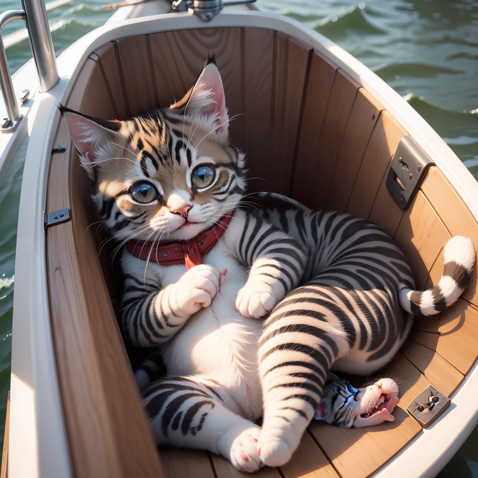 Kitten eating a boat ride