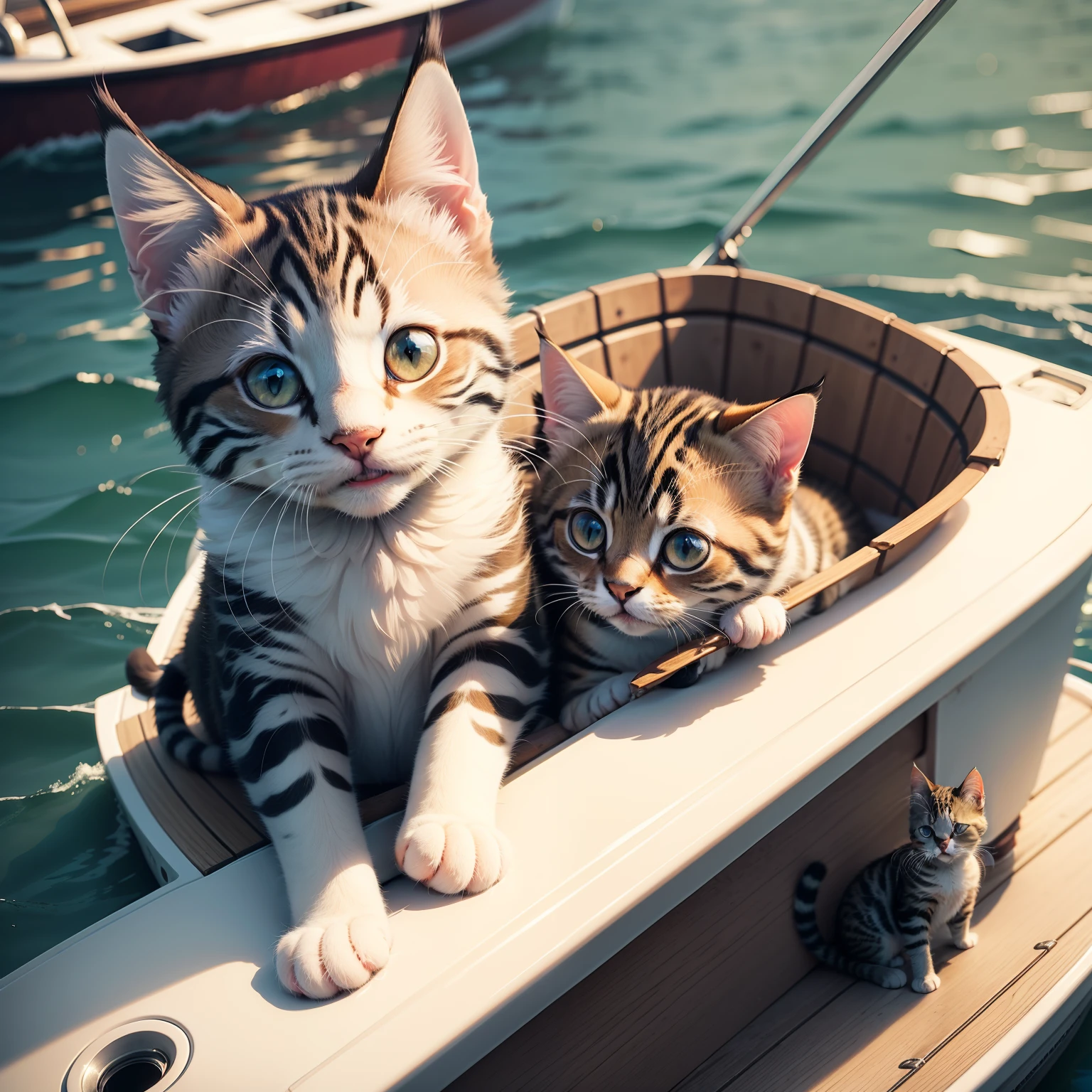 Kitten eating a boat ride