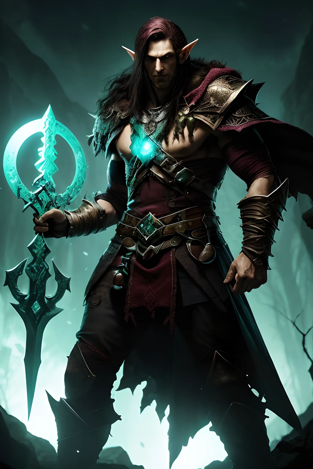(papel de parede 8k extremamente detalhado), an average photo of a fearsome necromancer elf, intrincado, alto detalhe, Dramatic