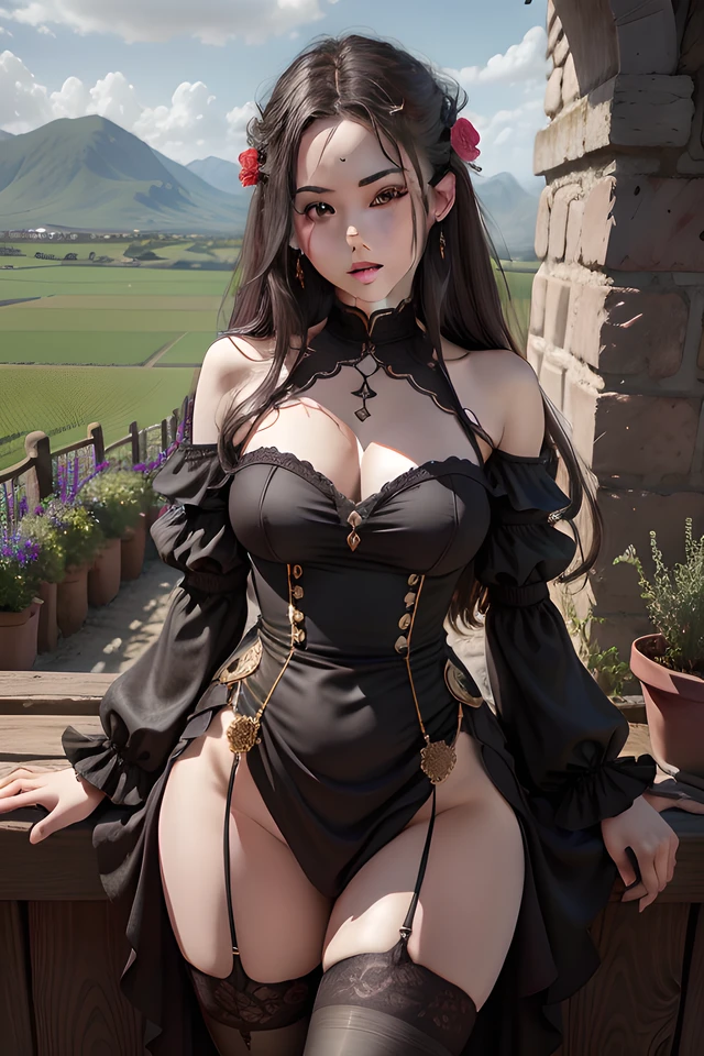 (tmasterpiece, best qualtiy, high high quality, A high resolution:1.4)the detail,The is very detailed,The ambient light is intense,4k,Pubic area is clear,exteriors,depth of fields,villages,(Farmland 1:2),overcast day,Plain landforms,