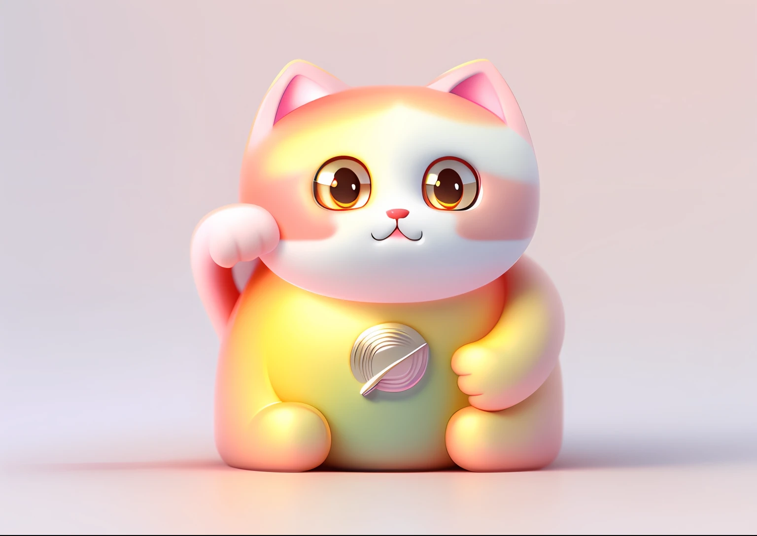 Super cute cat IP3D rendering, High detail, Sweet color, Clean background, High quality, Glossy and delicate