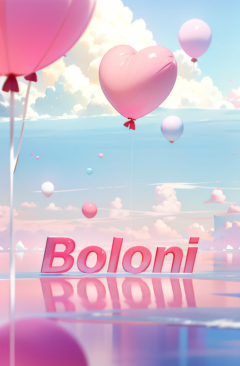 Anime scenery of pink swans floating in a lake with pink heart-shaped balloons, concept art of love, 3 d render beeple, trending on cgstation, 3 d render stylized, artem demura beeple, Beautiful digital artwork, recusion beeple, trending on artstation 4k, 🌺 CGSesociety