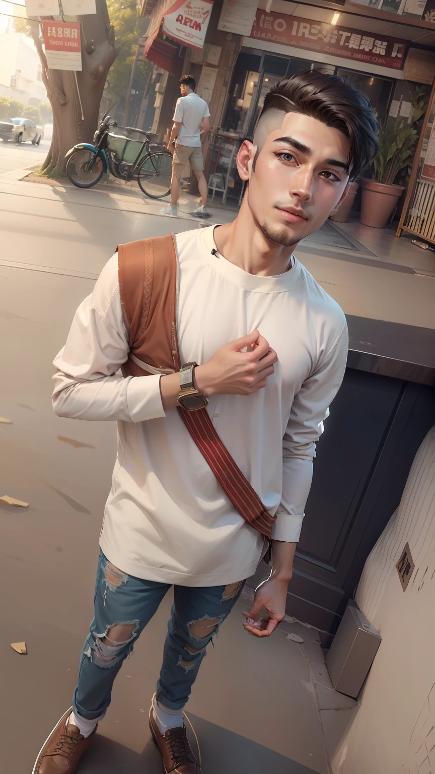 Full HD 4K handsome boy  change hairstyle smooth