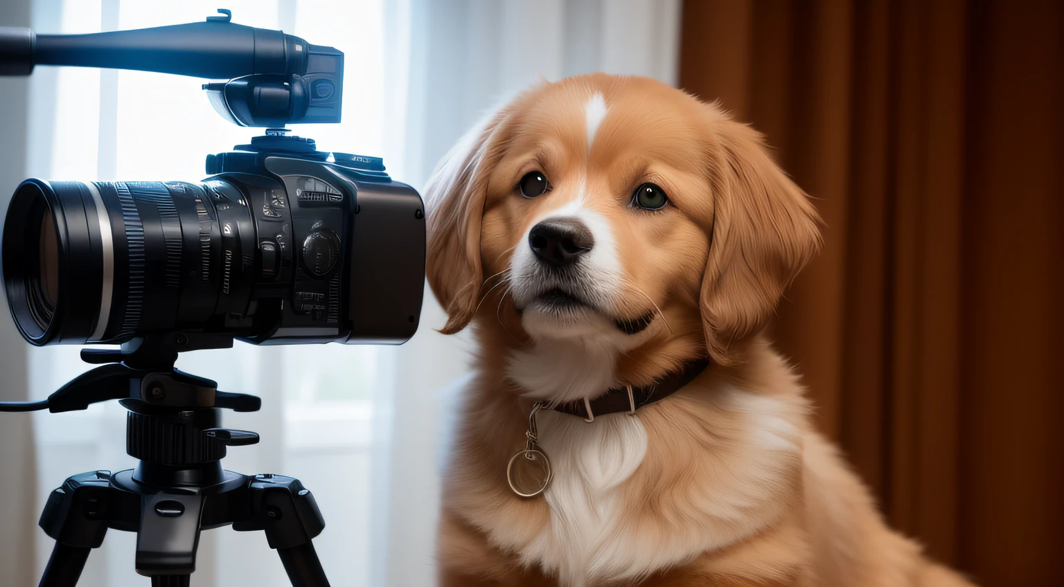 tmasterpiece，best qualityer，doggy，camera，Make a movie，on set，Film and television lighting