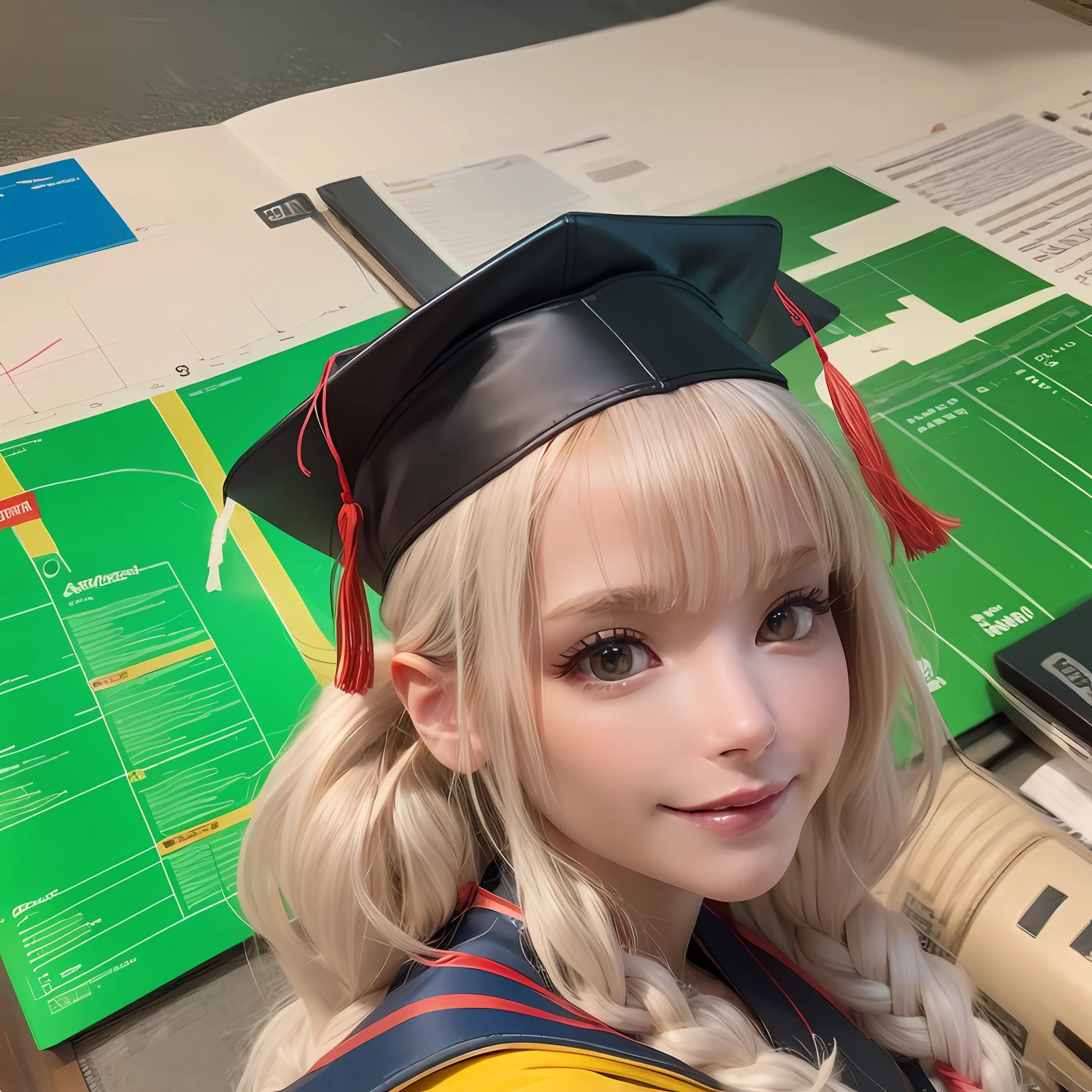 arrow, graduation cap and a roadmap leading to a successful career.